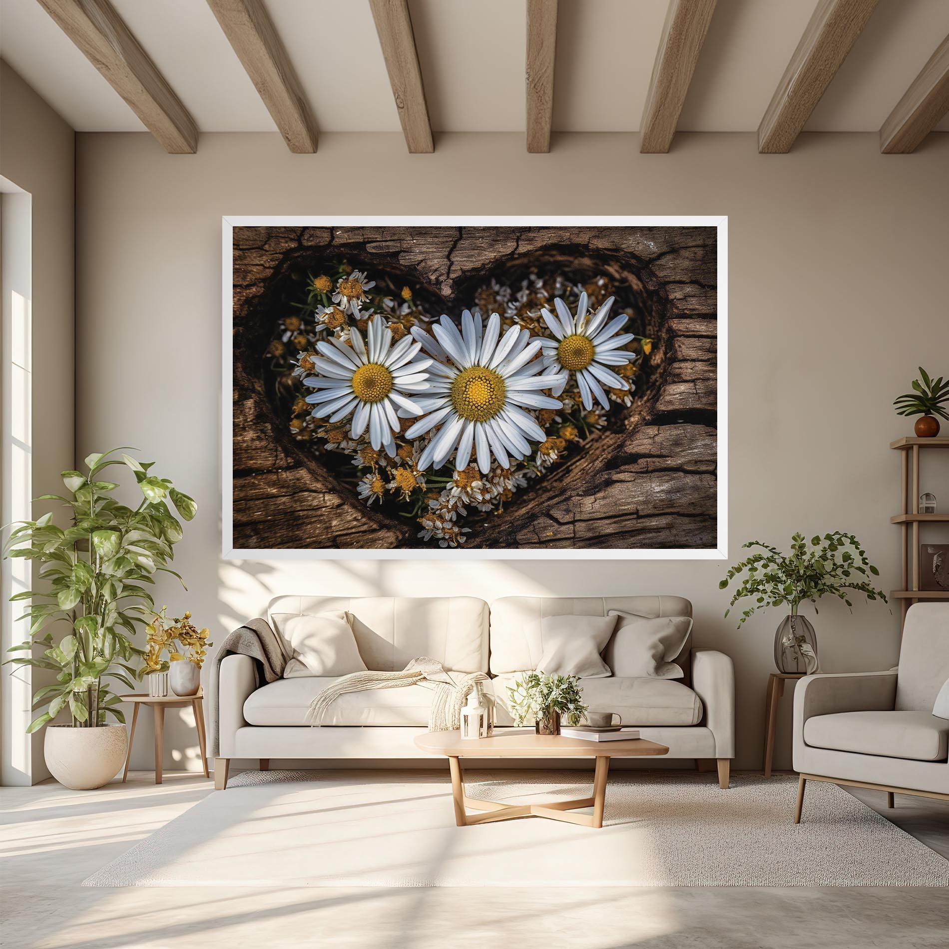Tablou Canvas Heart Shaped Daisy mockup 6