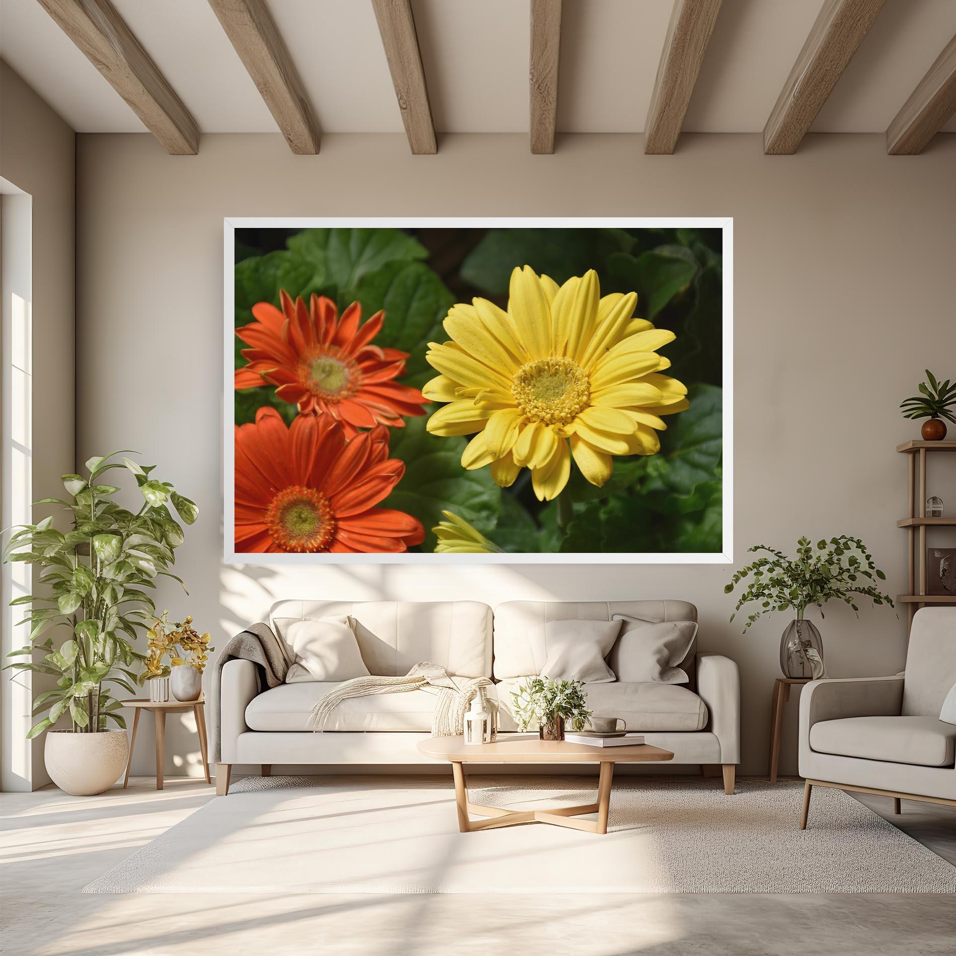 Tablou Canvas Orange Yellow Daisy mockup 6