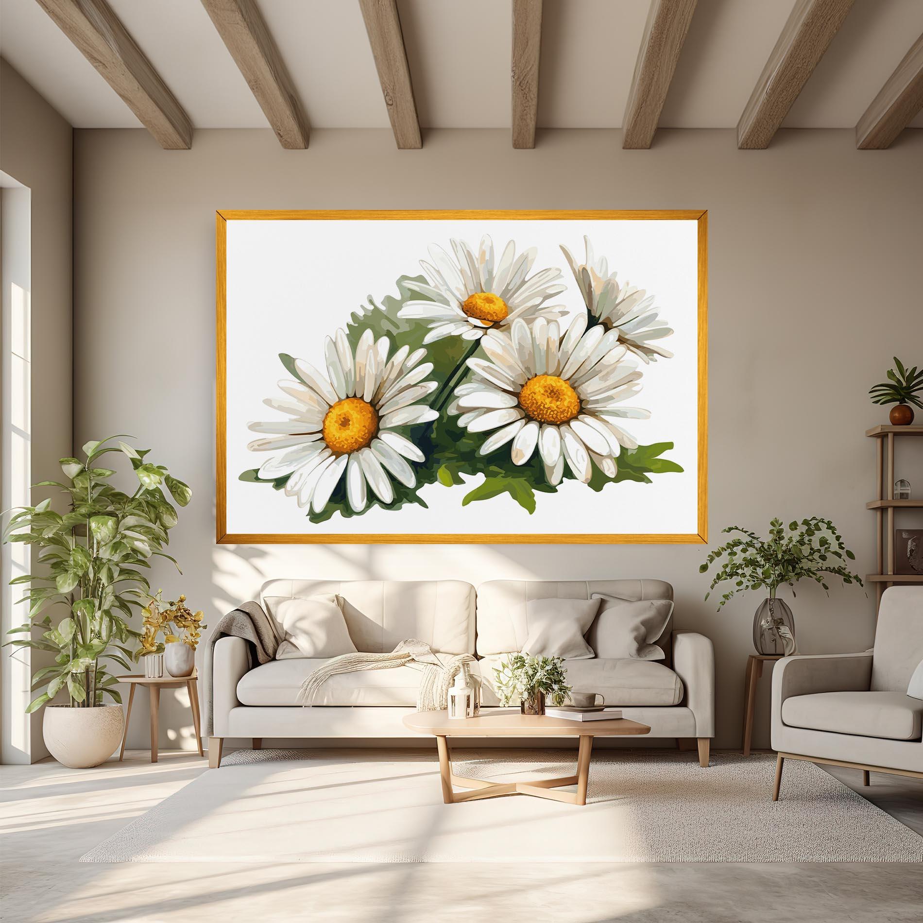 Tablou Canvas Grey White Daisy mockup 6
