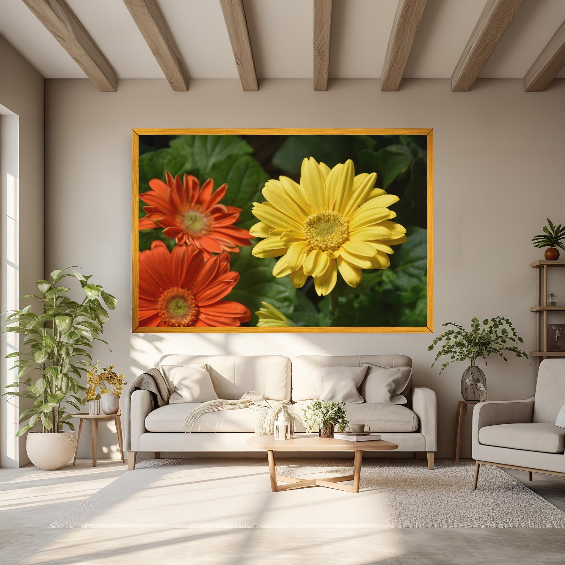 Tablou Canvas Orange Yellow Daisy mockup 6