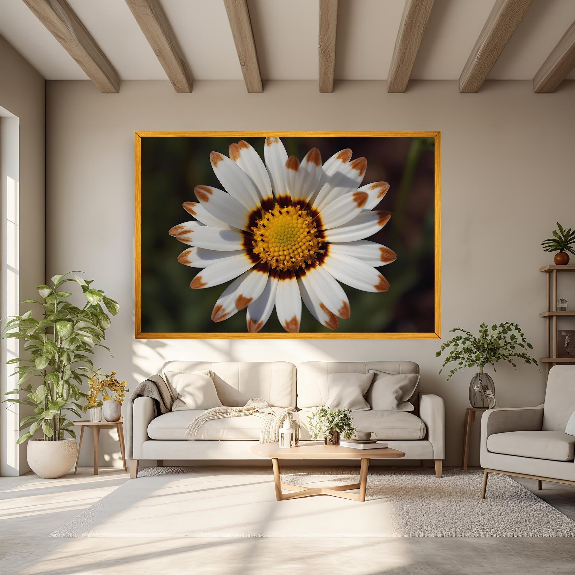 Tablou Canvas White Brown Daisy mockup 6