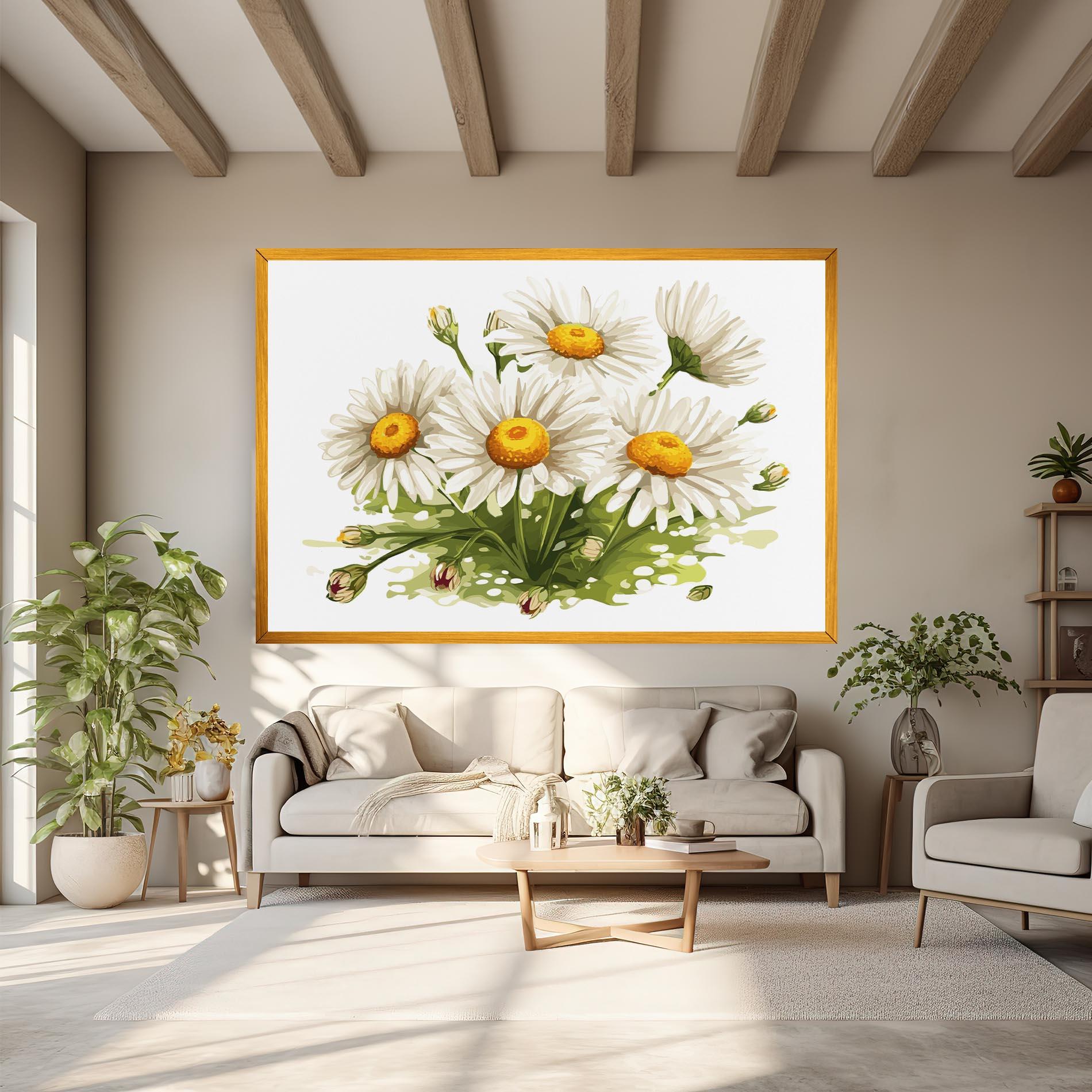 Tablou Canvas White Grey Daisy mockup 6