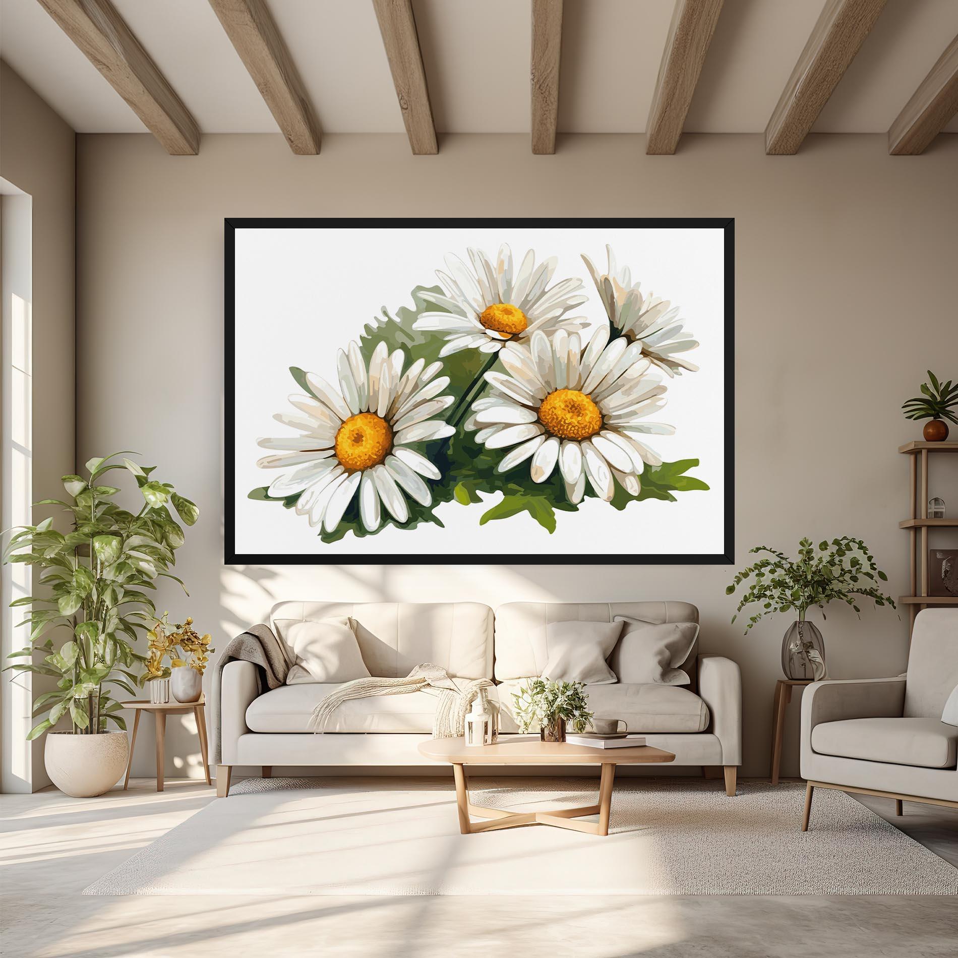 Tablou Canvas Grey White Daisy mockup 6