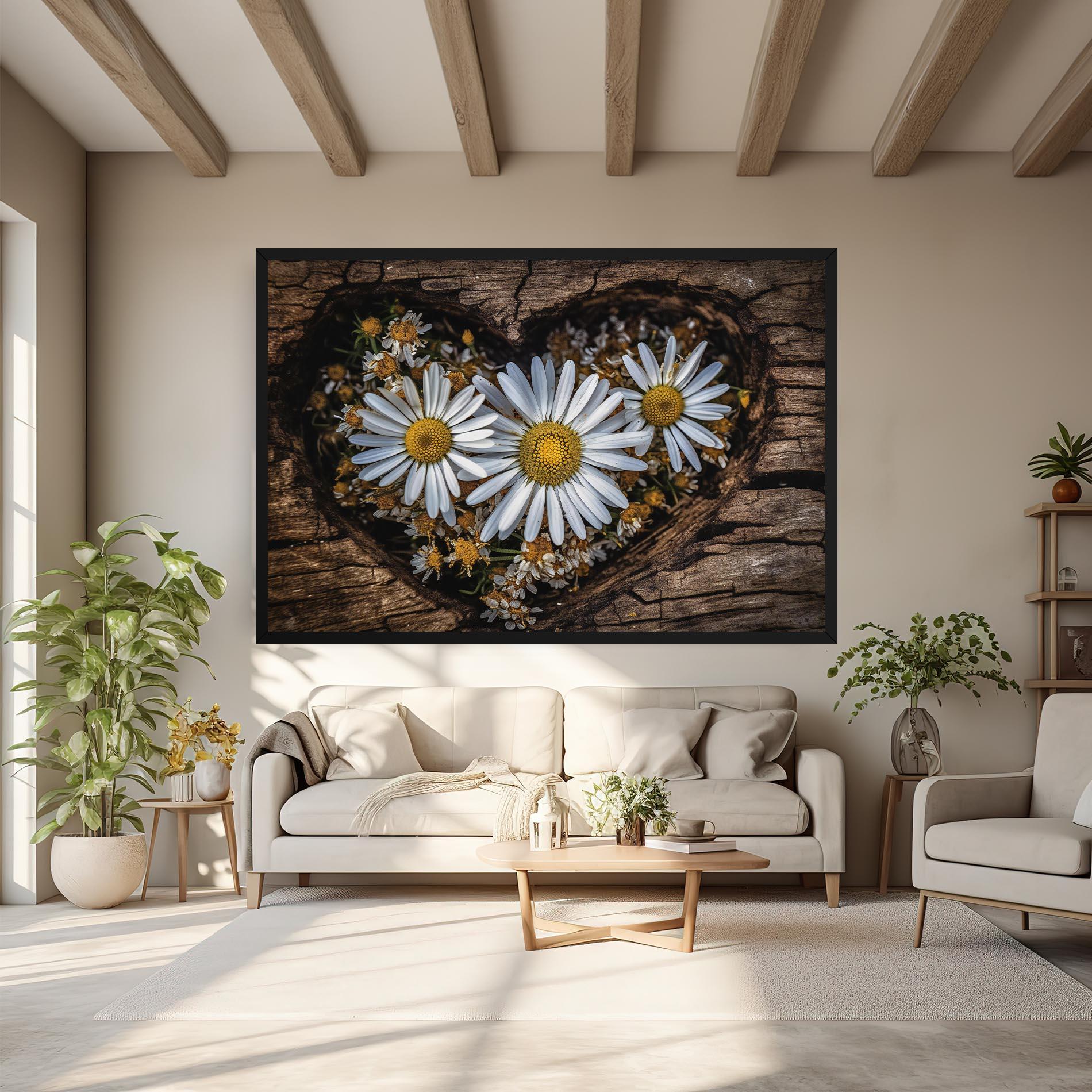 Tablou Canvas Heart Shaped Daisy mockup 6