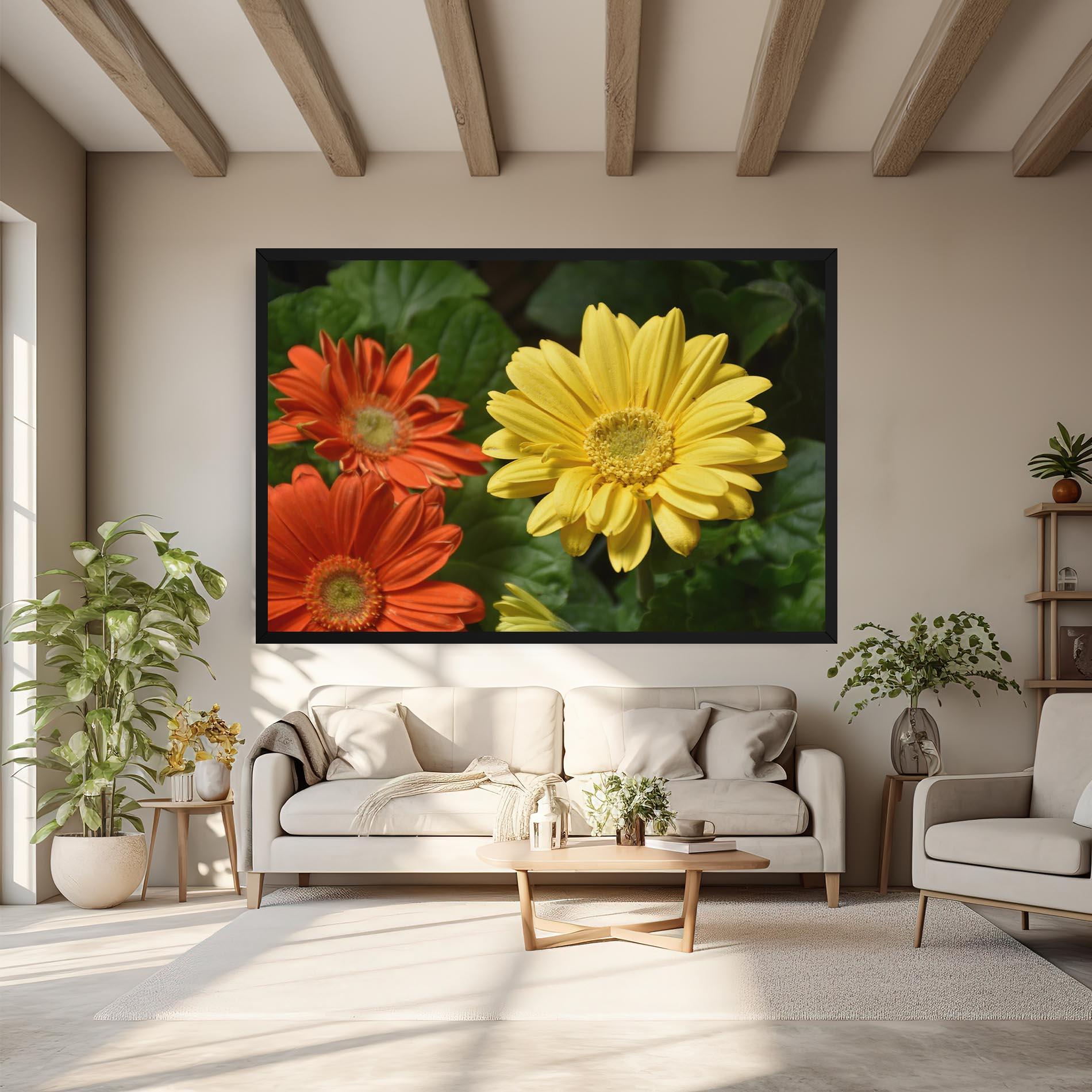 Tablou Canvas Orange Yellow Daisy mockup 6