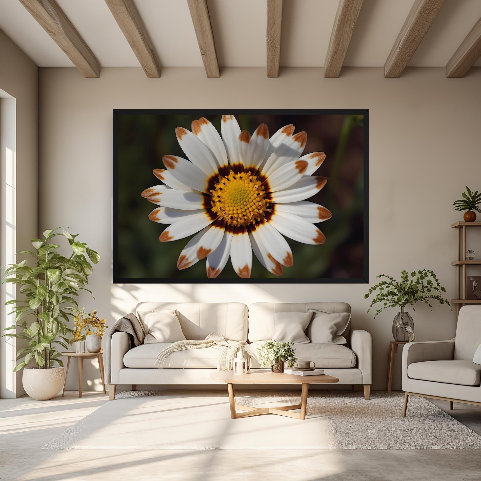 Tablou Canvas White Brown Daisy mockup 6