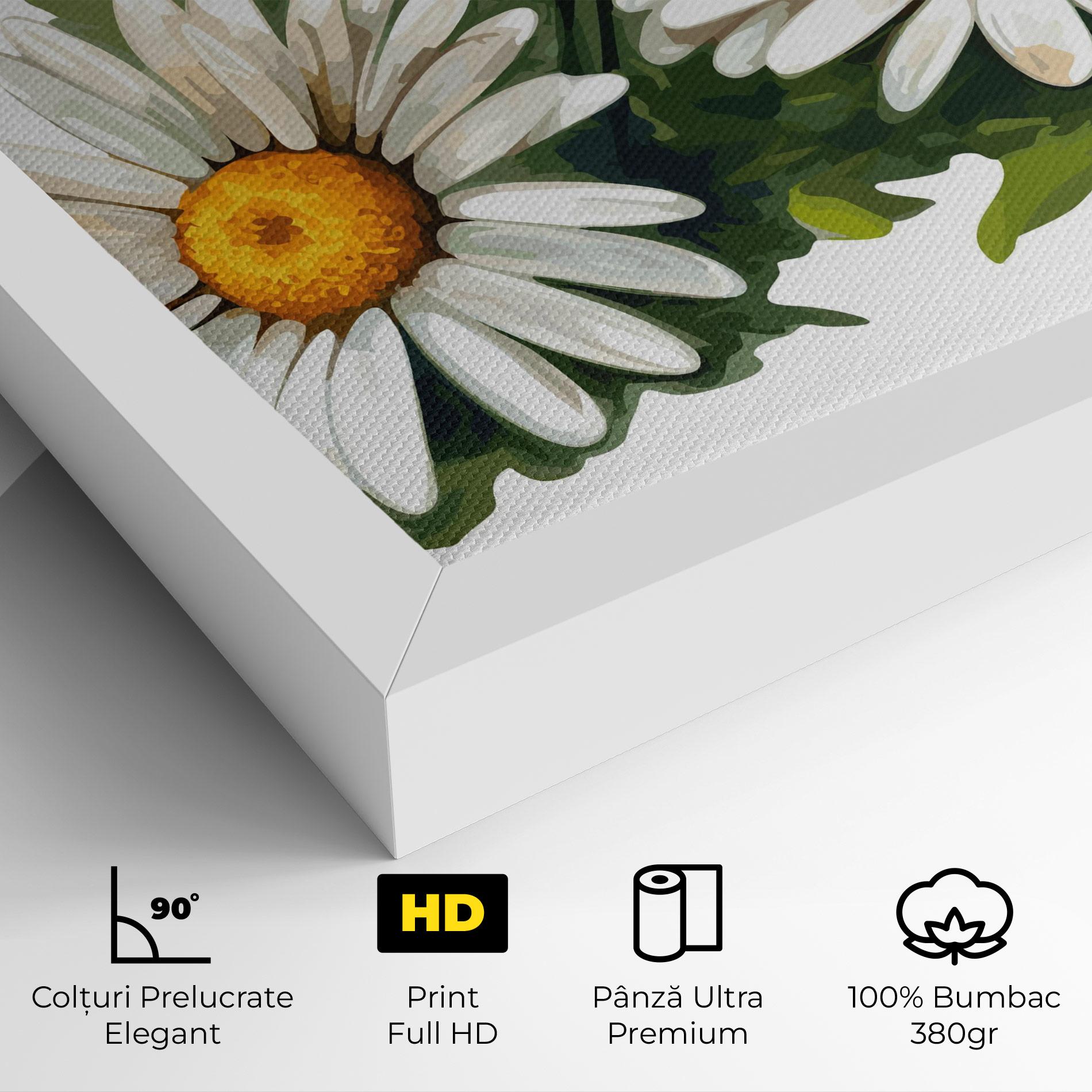 Tablou Canvas Grey White Daisy mockup 4