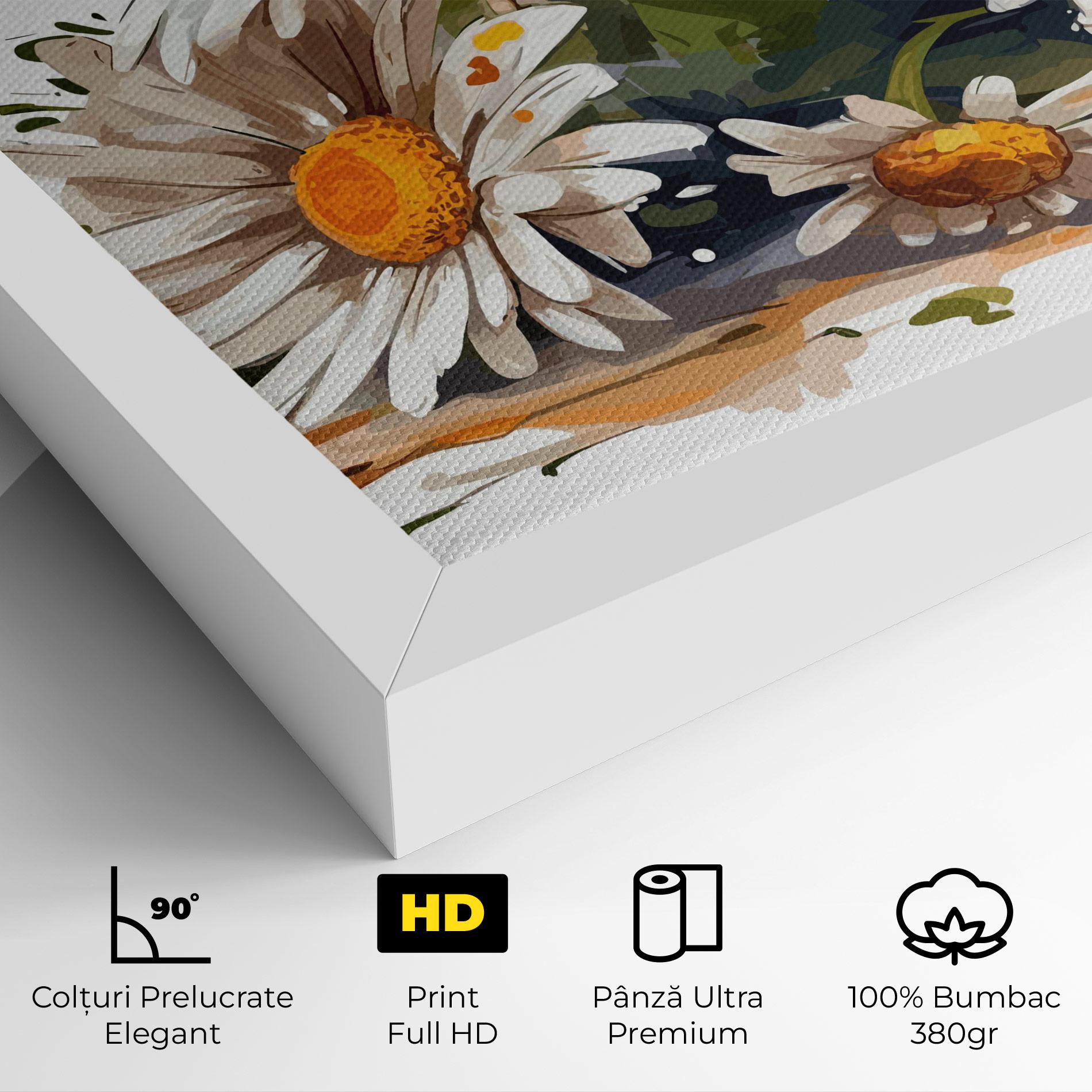 Tablou Canvas White Beautiful Daisy mockup 4