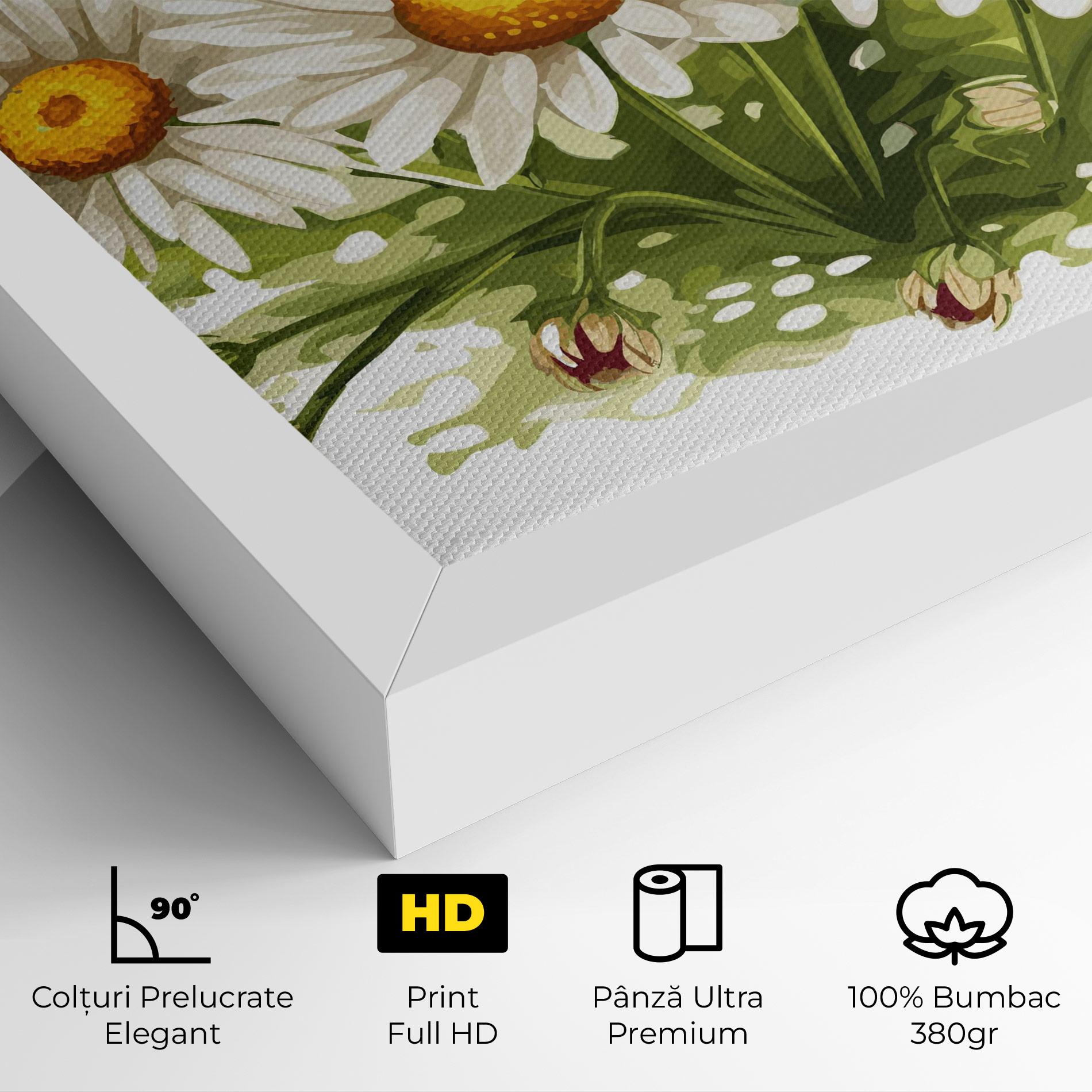 Tablou Canvas White Grey Daisy mockup 4