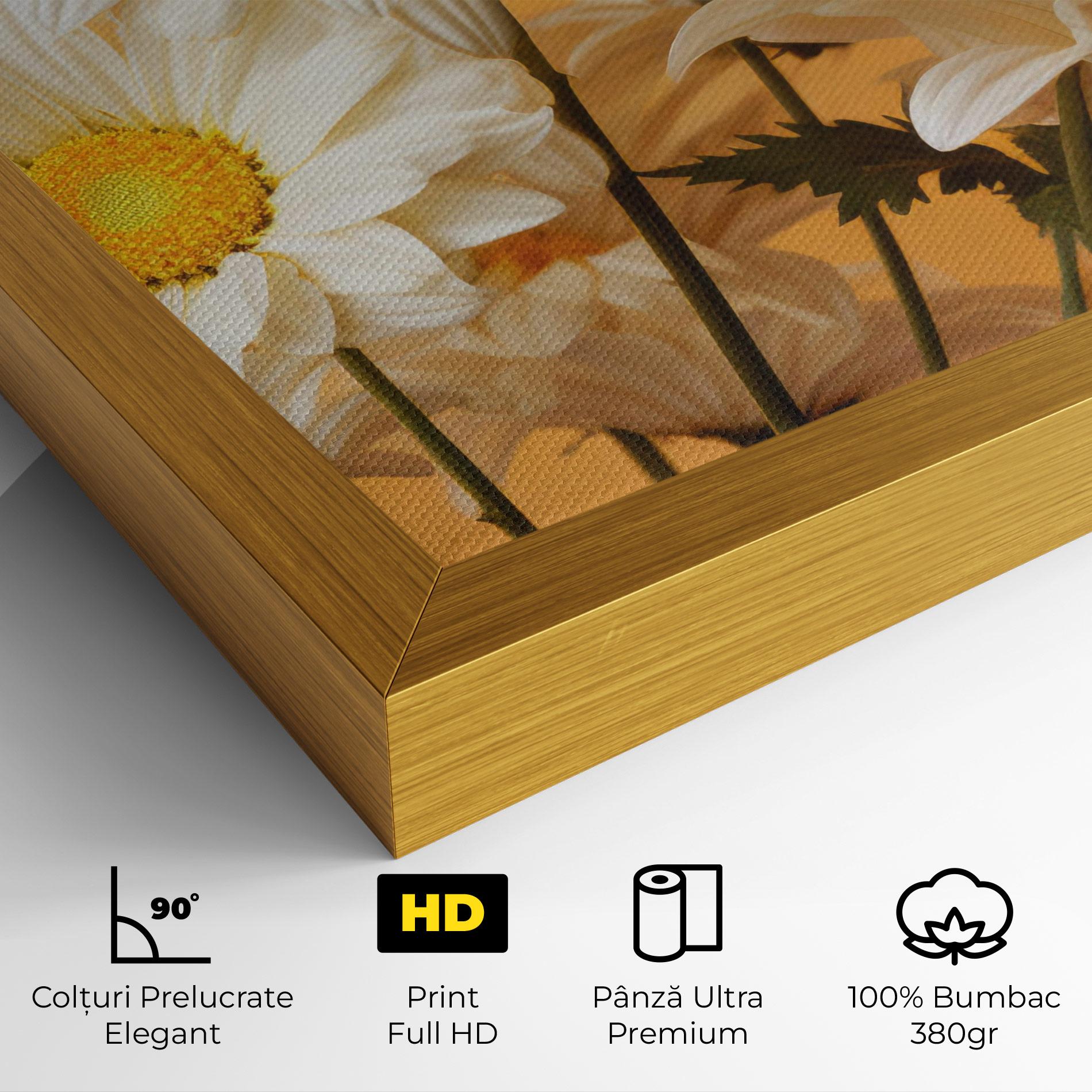 Tablou Canvas Daisy On Orange mockup 4