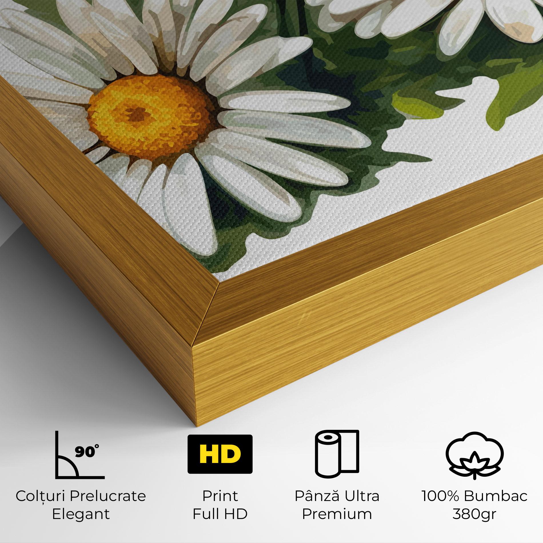 Tablou Canvas Grey White Daisy mockup 4