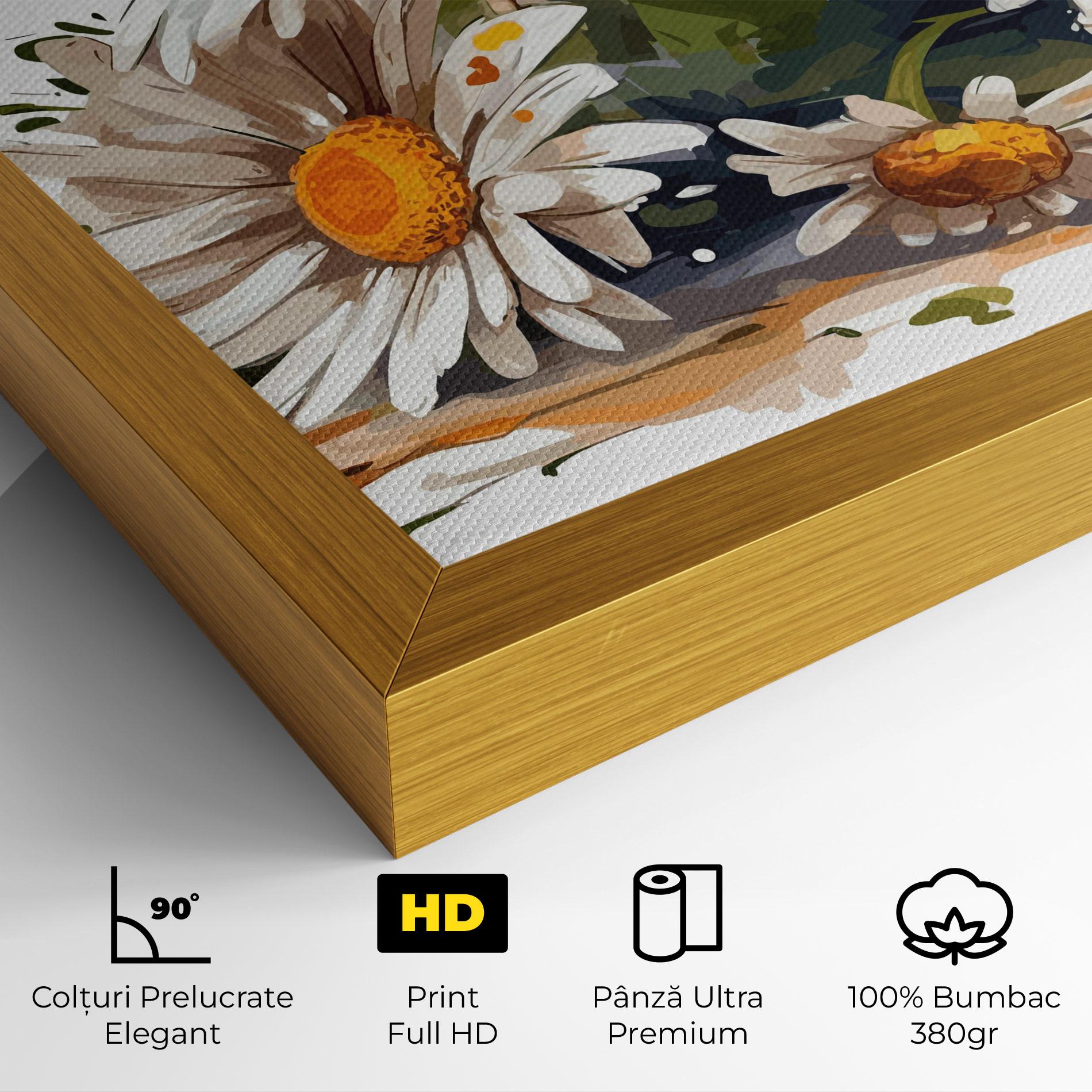 Tablou Canvas White Beautiful Daisy mockup 4