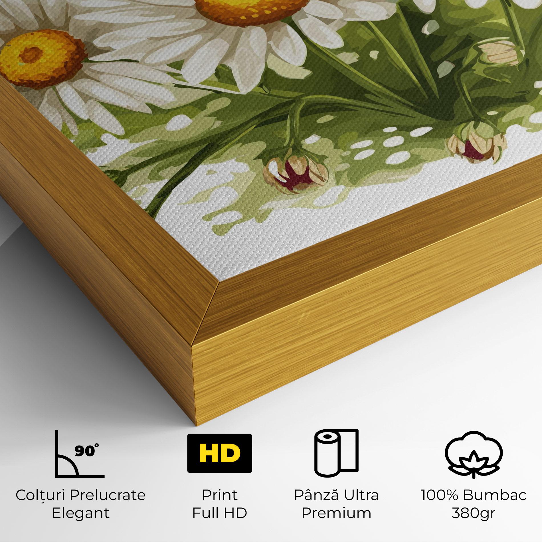 Tablou Canvas White Grey Daisy mockup 4
