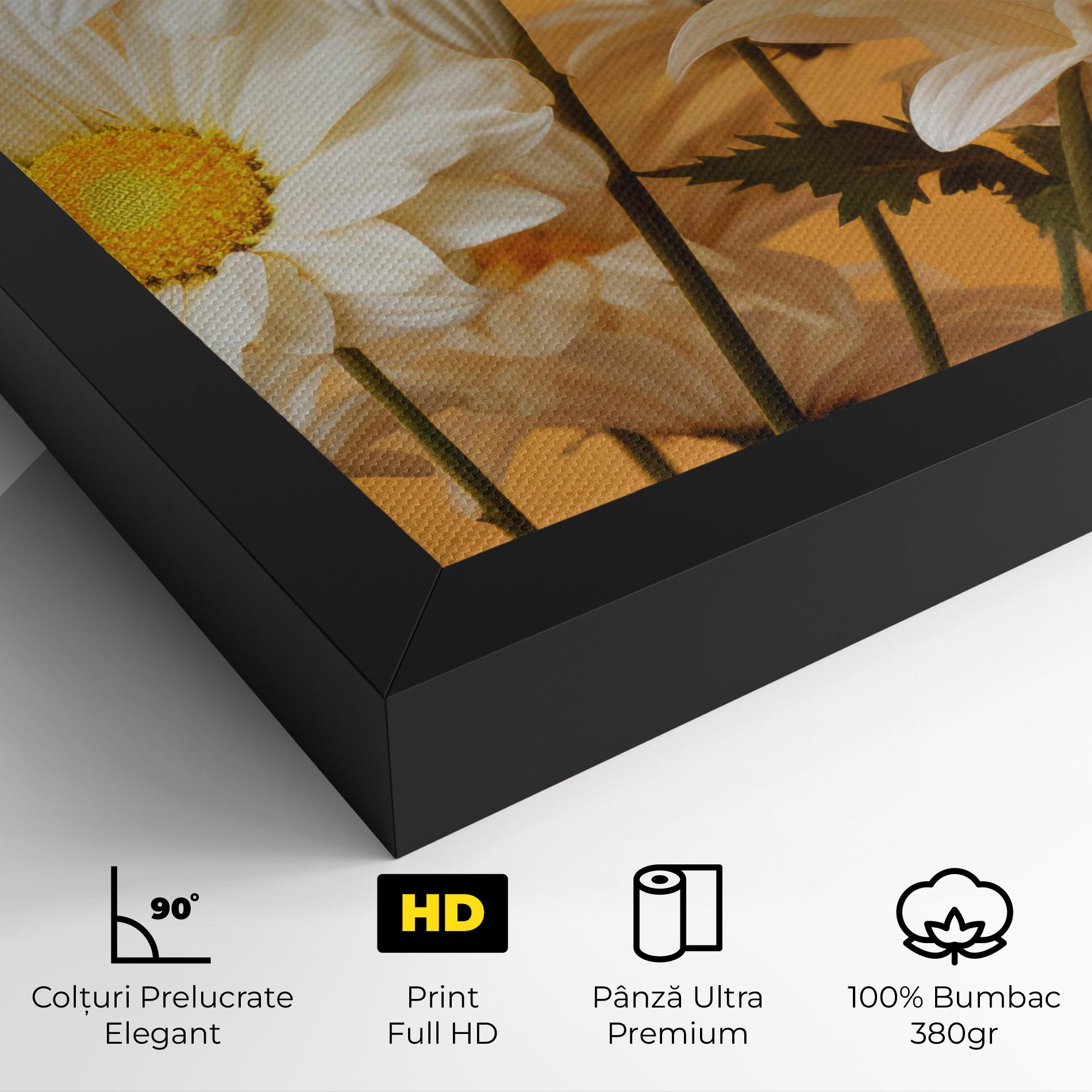 Tablou Canvas Daisy On Orange mockup 4