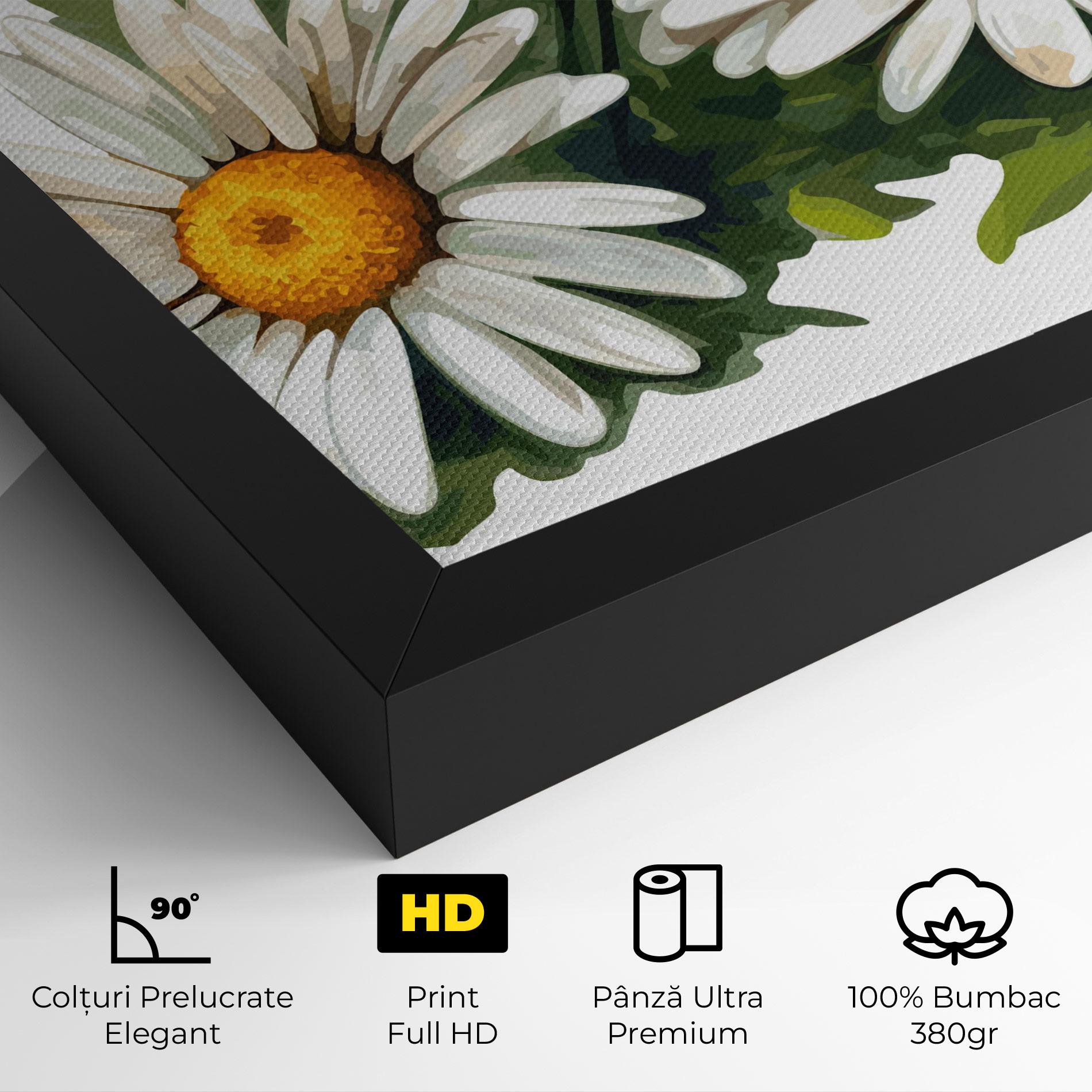 Tablou Canvas Grey White Daisy mockup 4