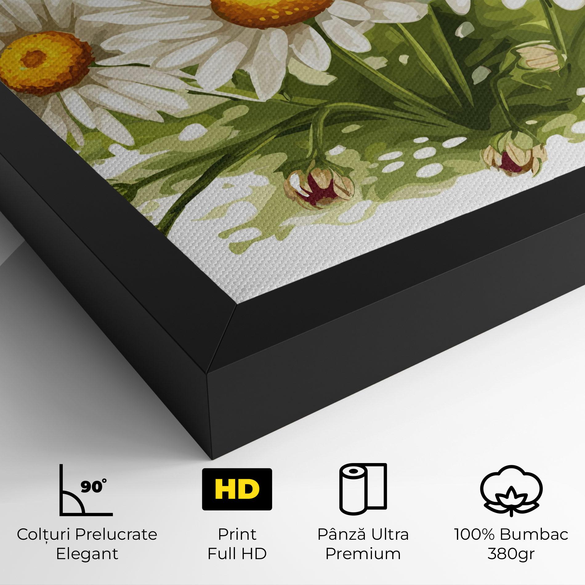 Tablou Canvas White Grey Daisy mockup 4