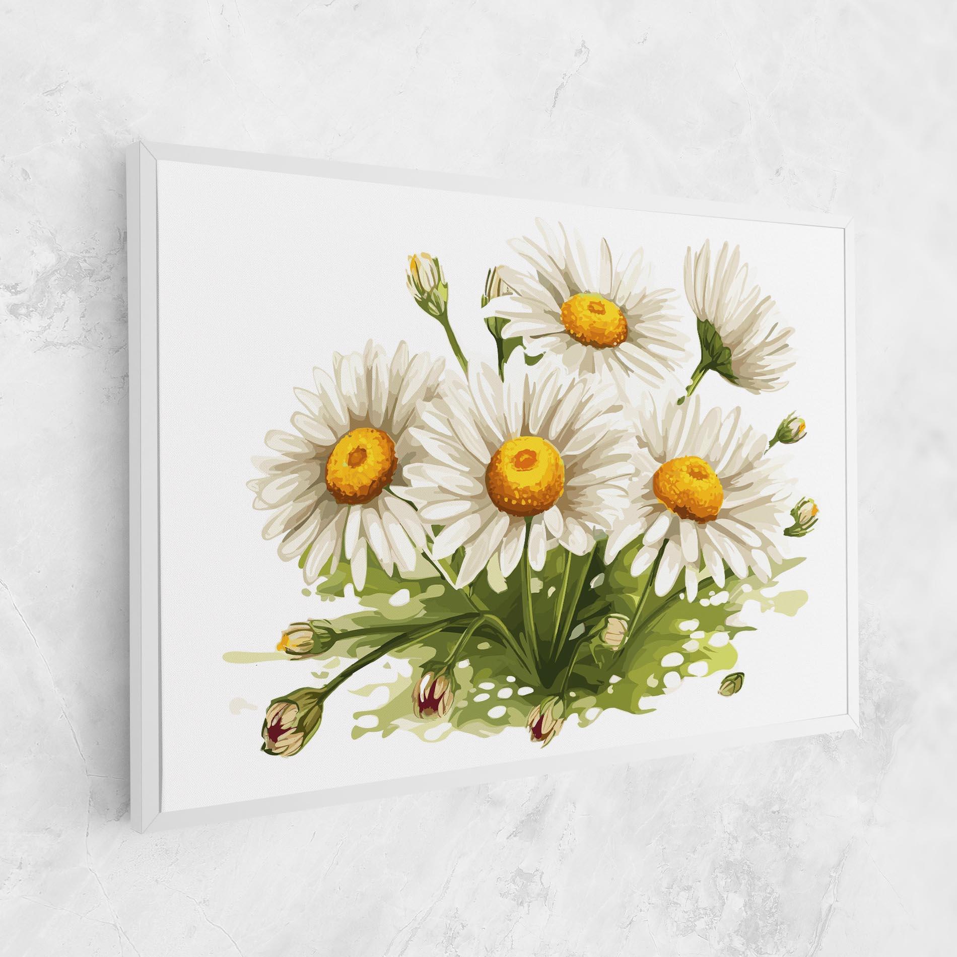 Tablou Canvas White Grey Daisy mockup 1