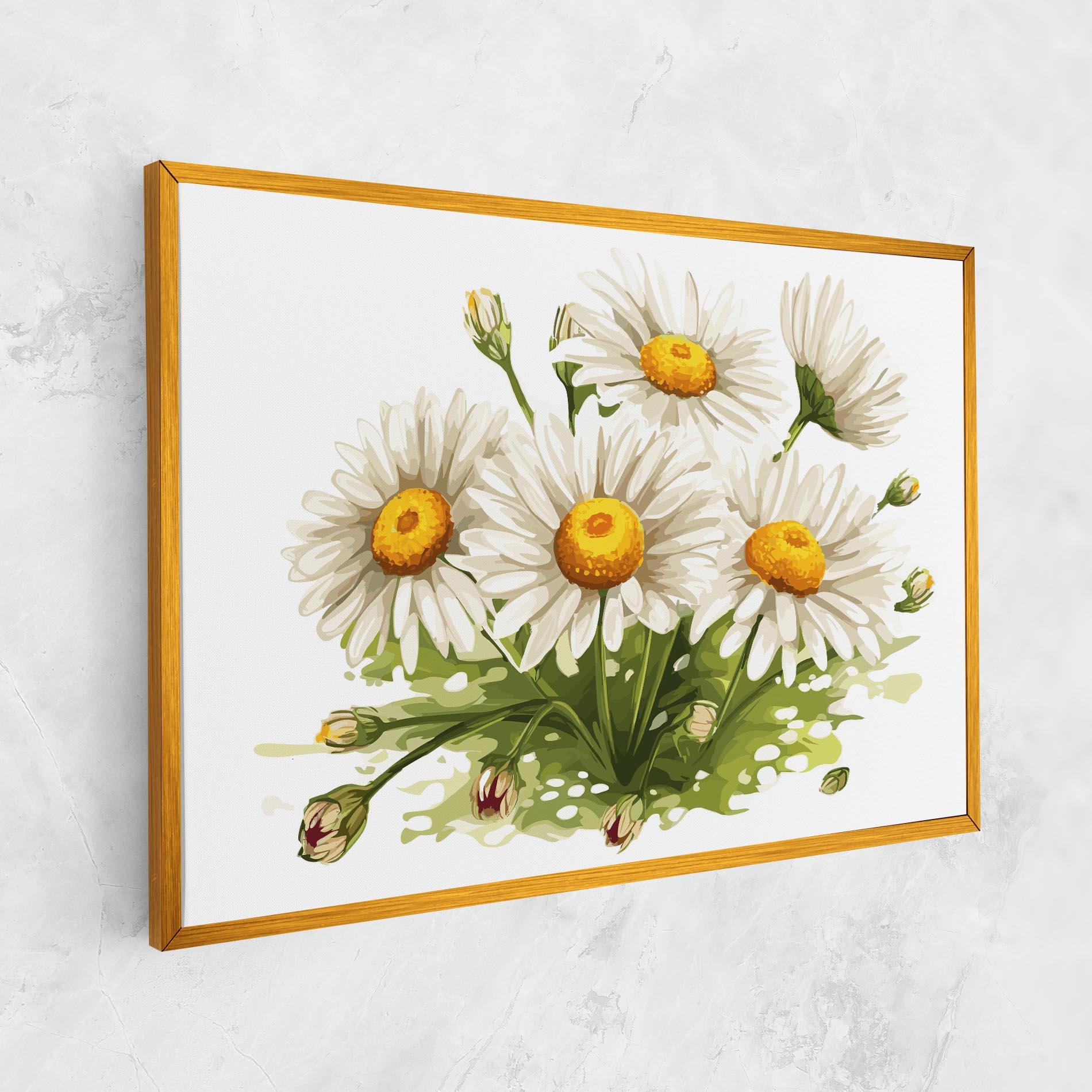 Tablou Canvas White Grey Daisy mockup 1