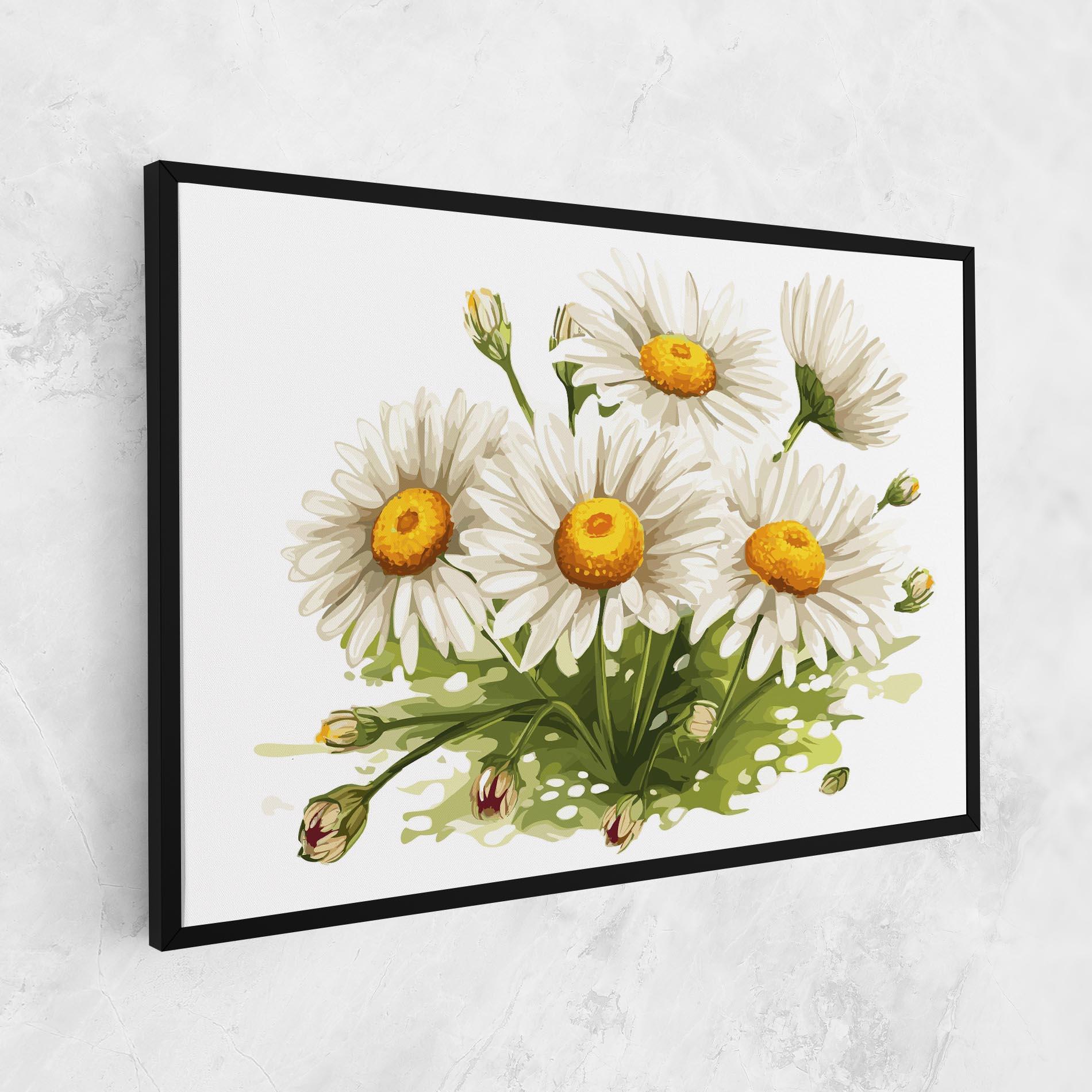 Tablou Canvas White Grey Daisy mockup 1