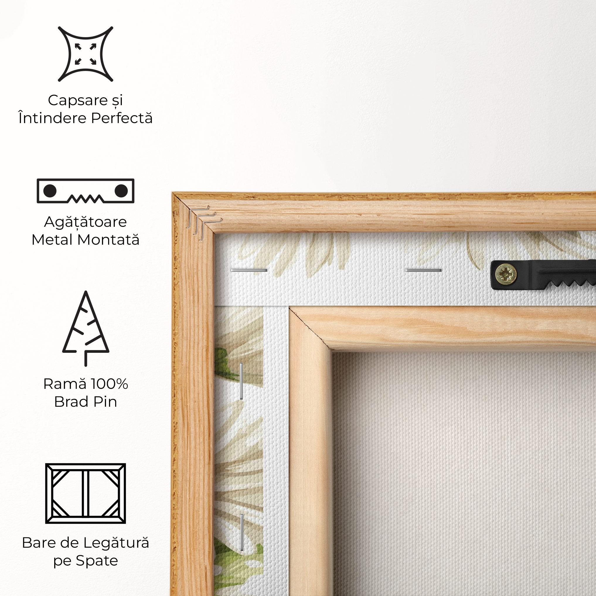 Tablou Canvas White Grey Daisy mockup 5