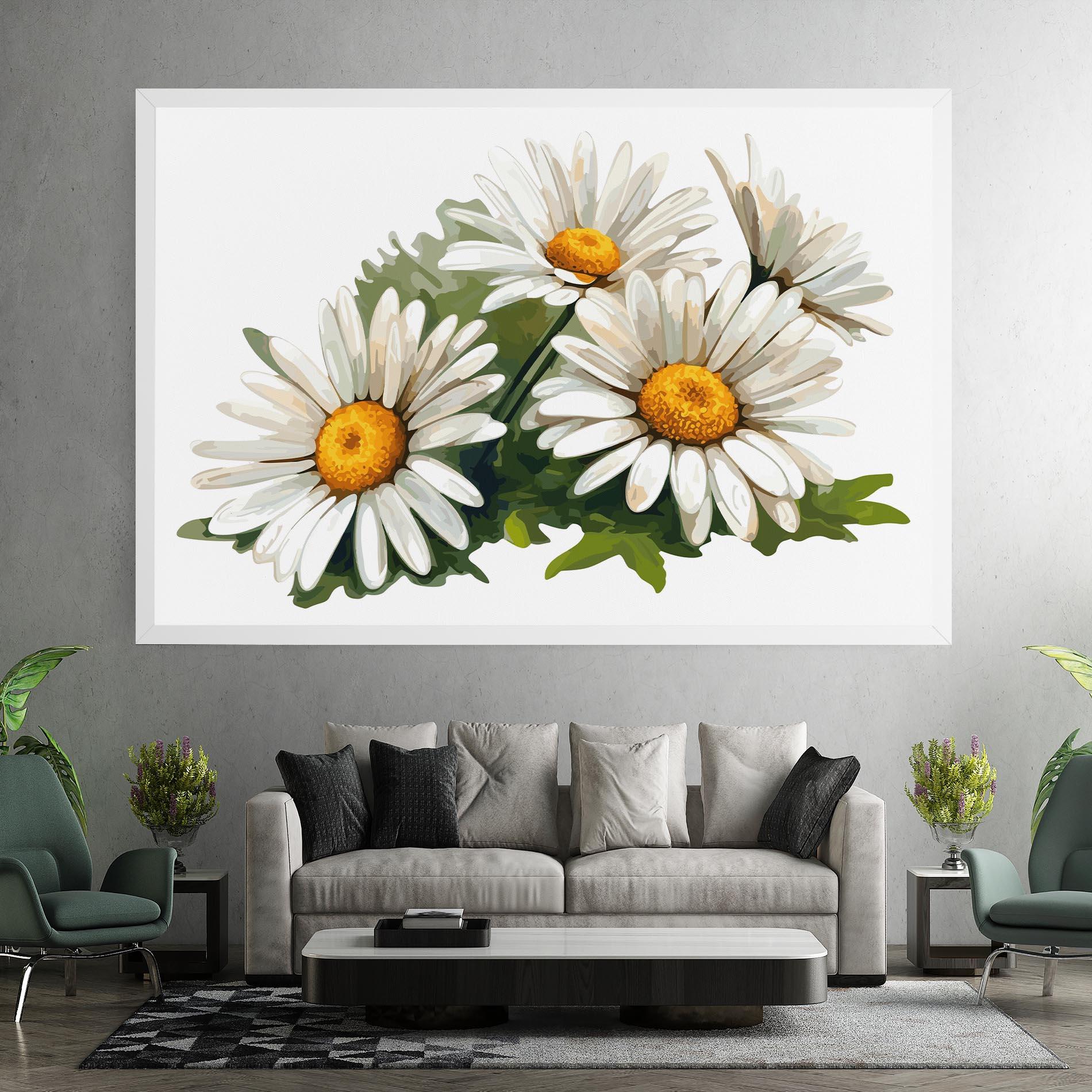 Tablou Canvas Grey White Daisy mockup 7