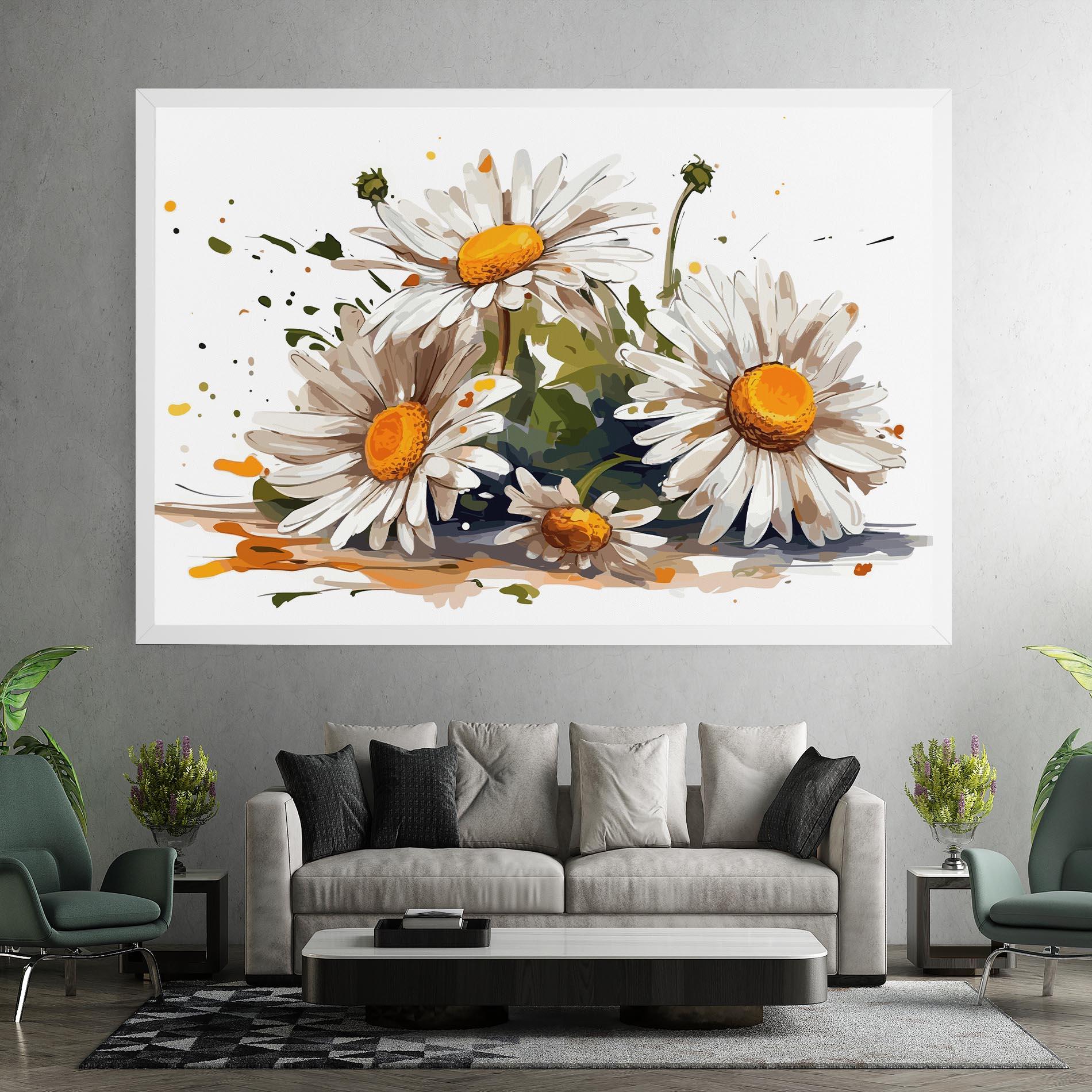 Tablou Canvas White Beautiful Daisy mockup 7