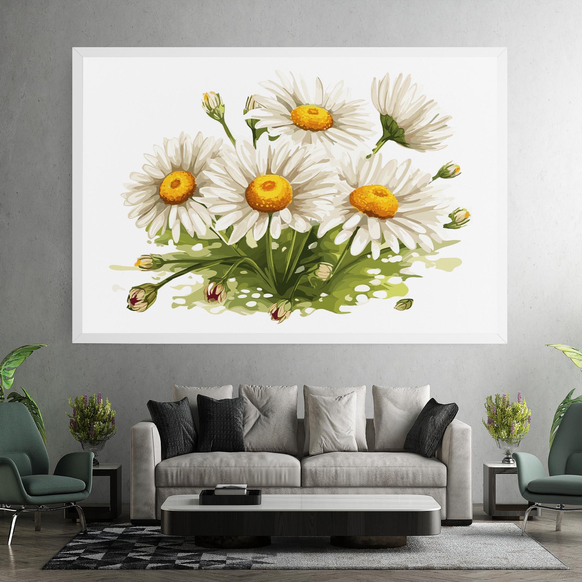 Tablou Canvas White Grey Daisy mockup 7