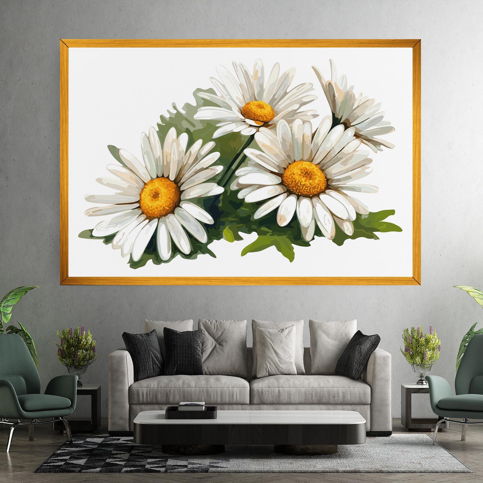 Tablou Canvas Grey White Daisy mockup 7