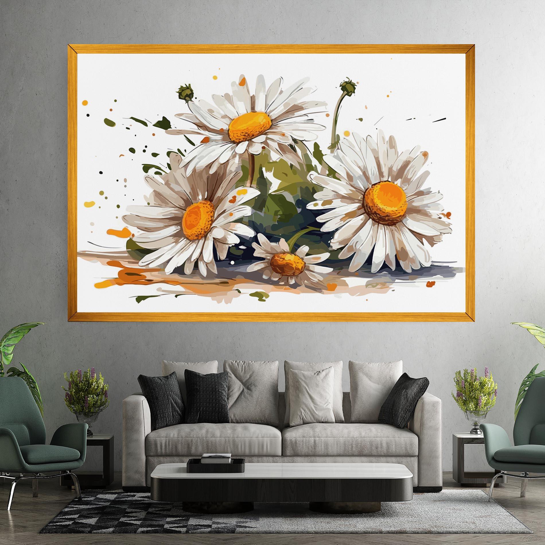Tablou Canvas White Beautiful Daisy mockup 7