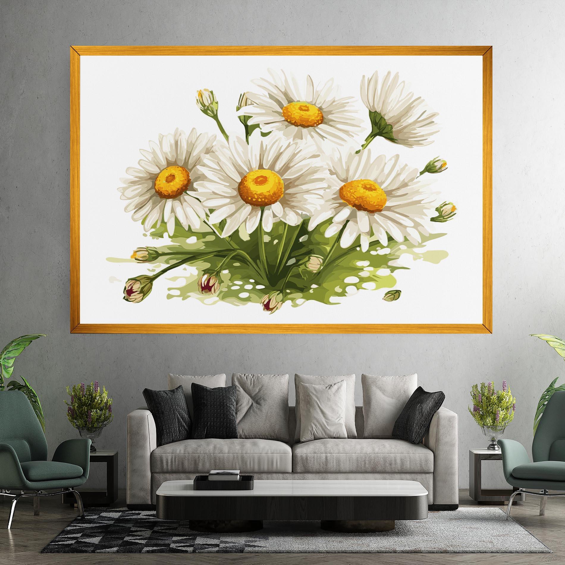 Tablou Canvas White Grey Daisy mockup 7