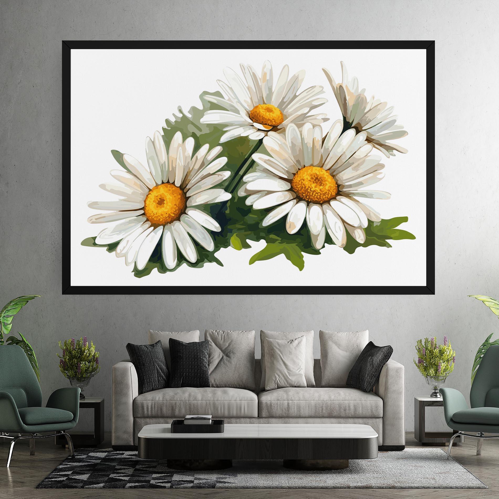 Tablou Canvas Grey White Daisy mockup 7