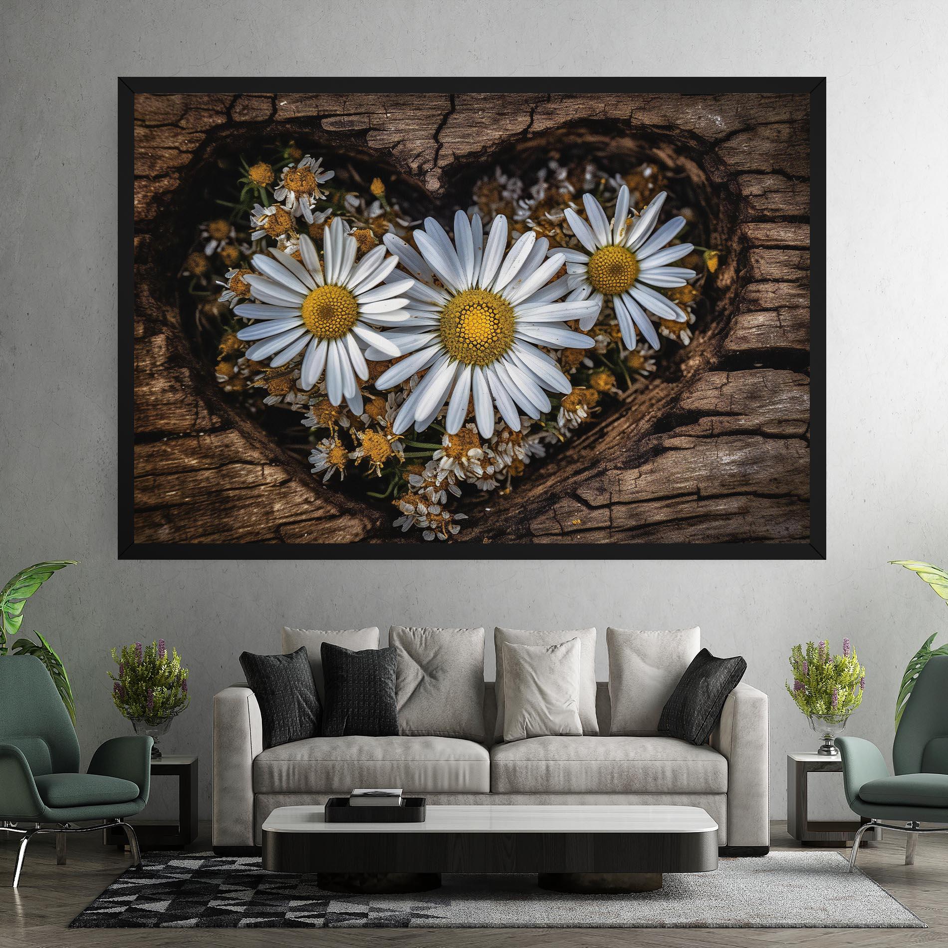 Tablou Canvas Heart Shaped Daisy mockup 7