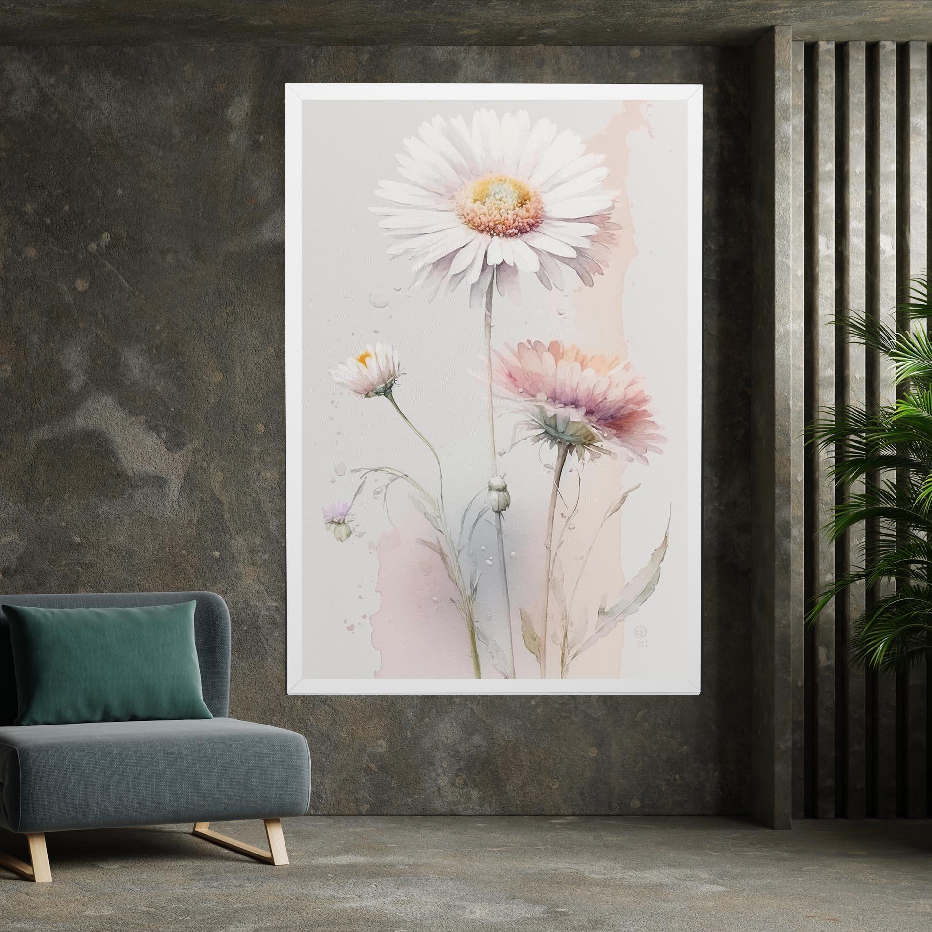 Tablou Canvas White Painted Daisy mockup 7
