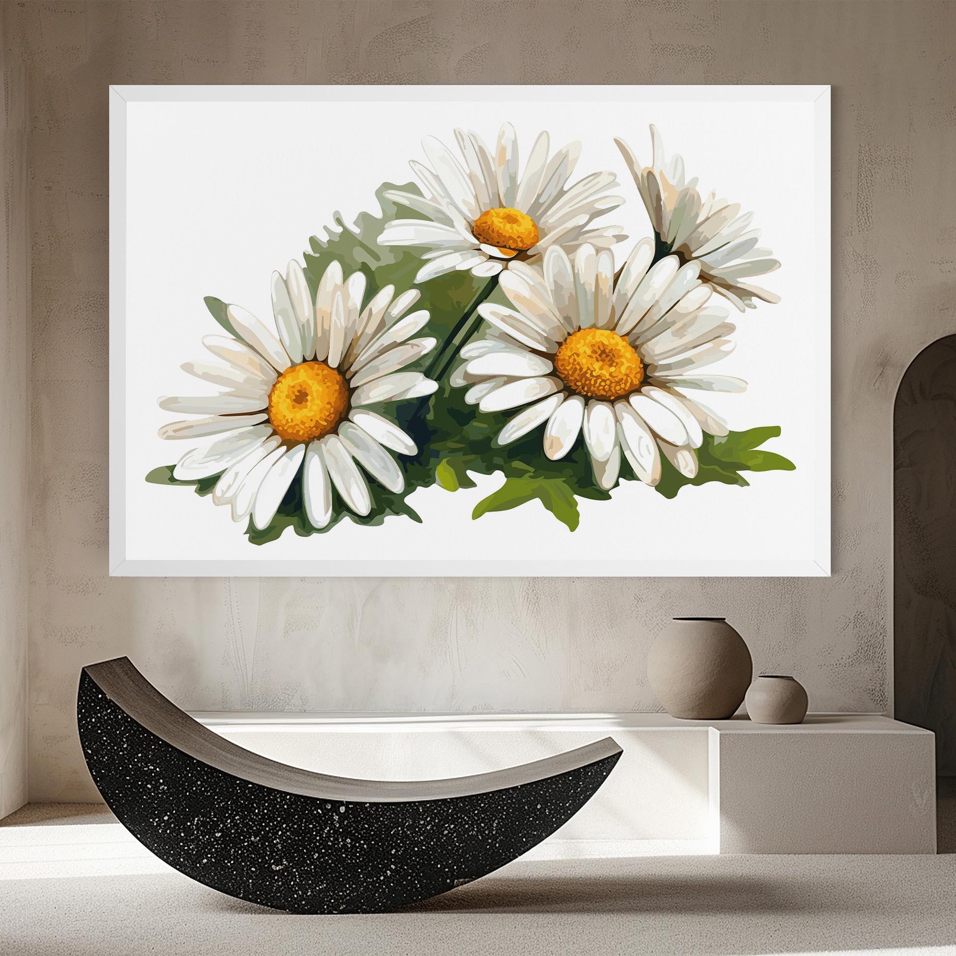 Tablou Canvas Grey White Daisy mockup 8