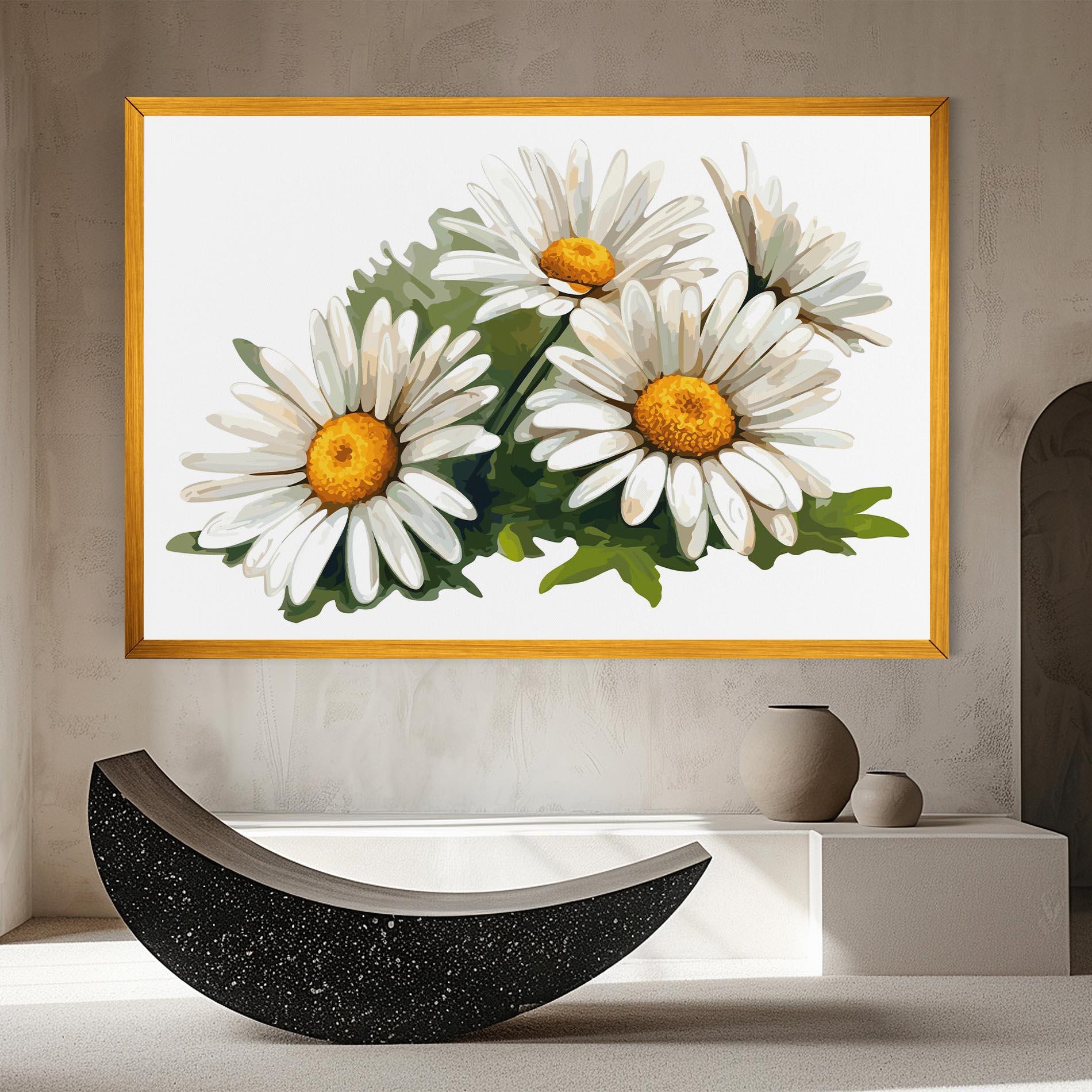 Tablou Canvas Grey White Daisy mockup 8