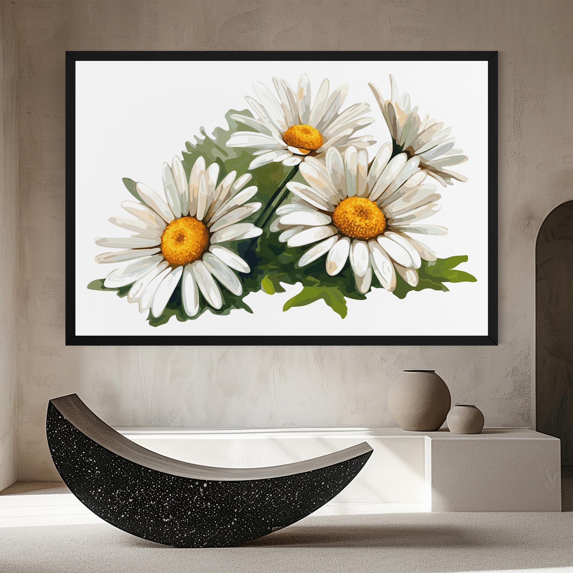 Tablou Canvas Grey White Daisy mockup 8