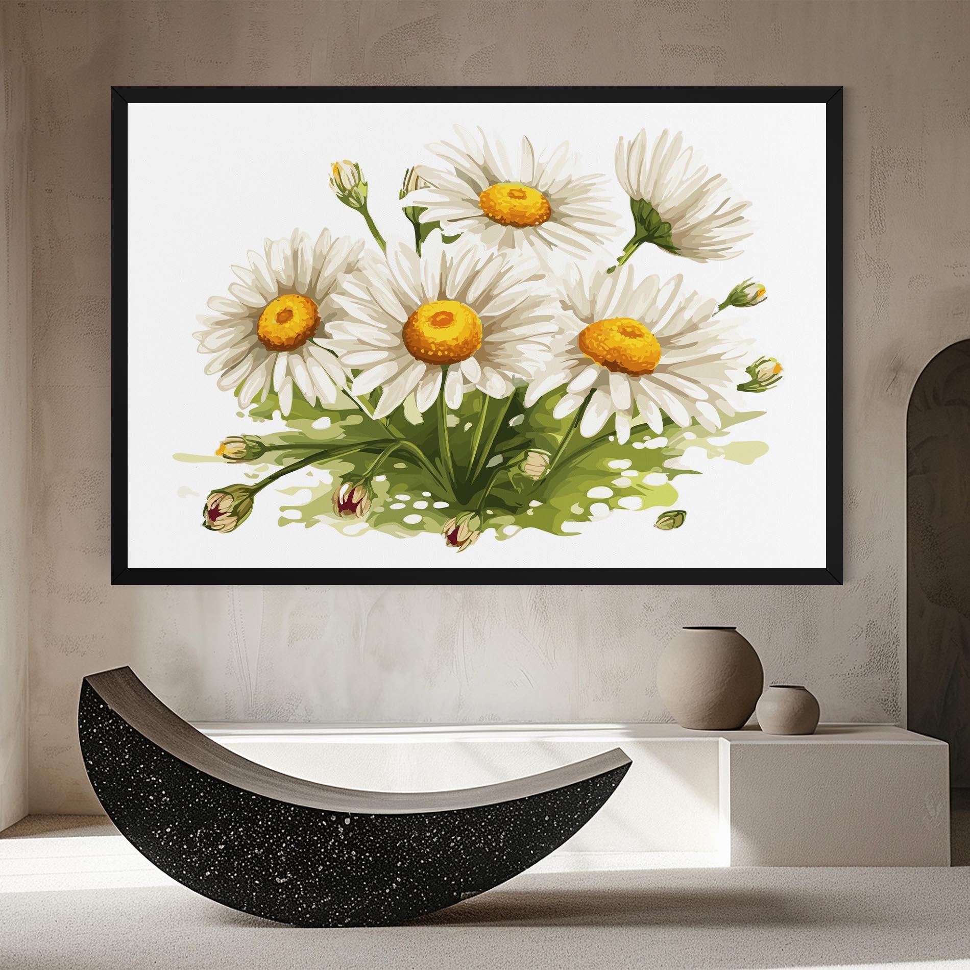 Tablou Canvas White Grey Daisy mockup 8