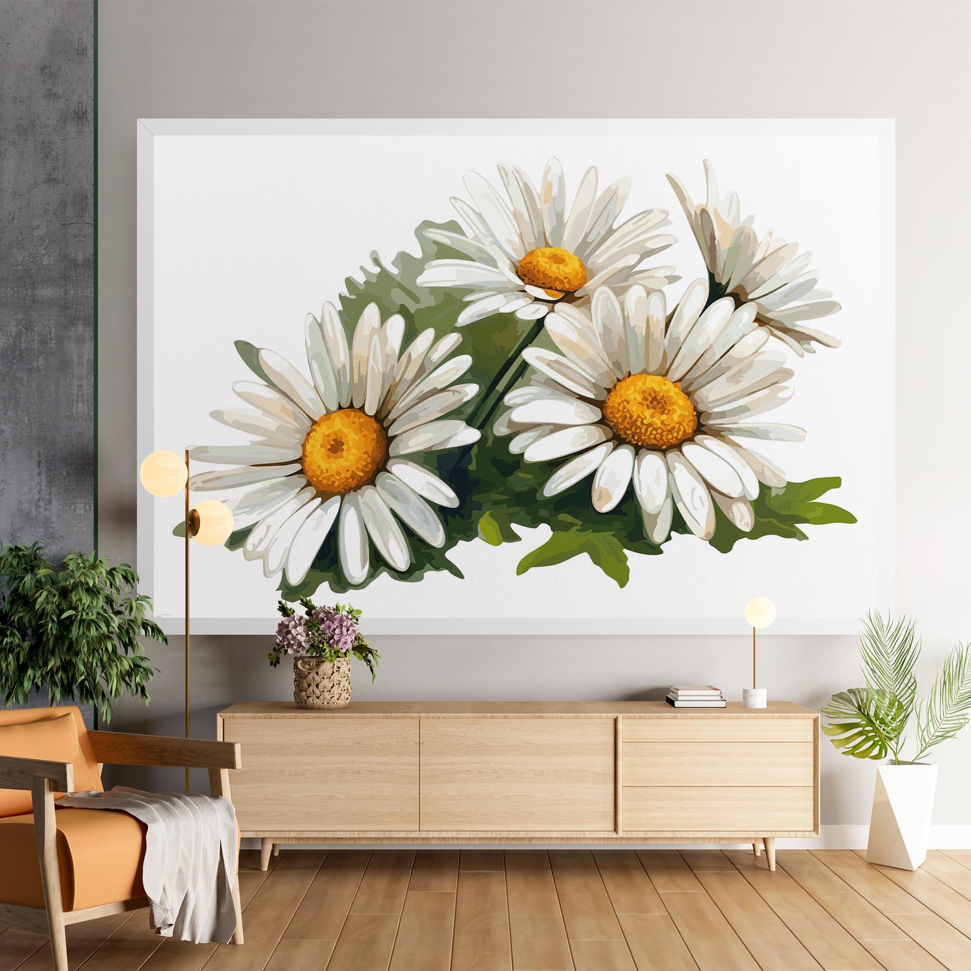 Tablou Canvas Grey White Daisy mockup 9