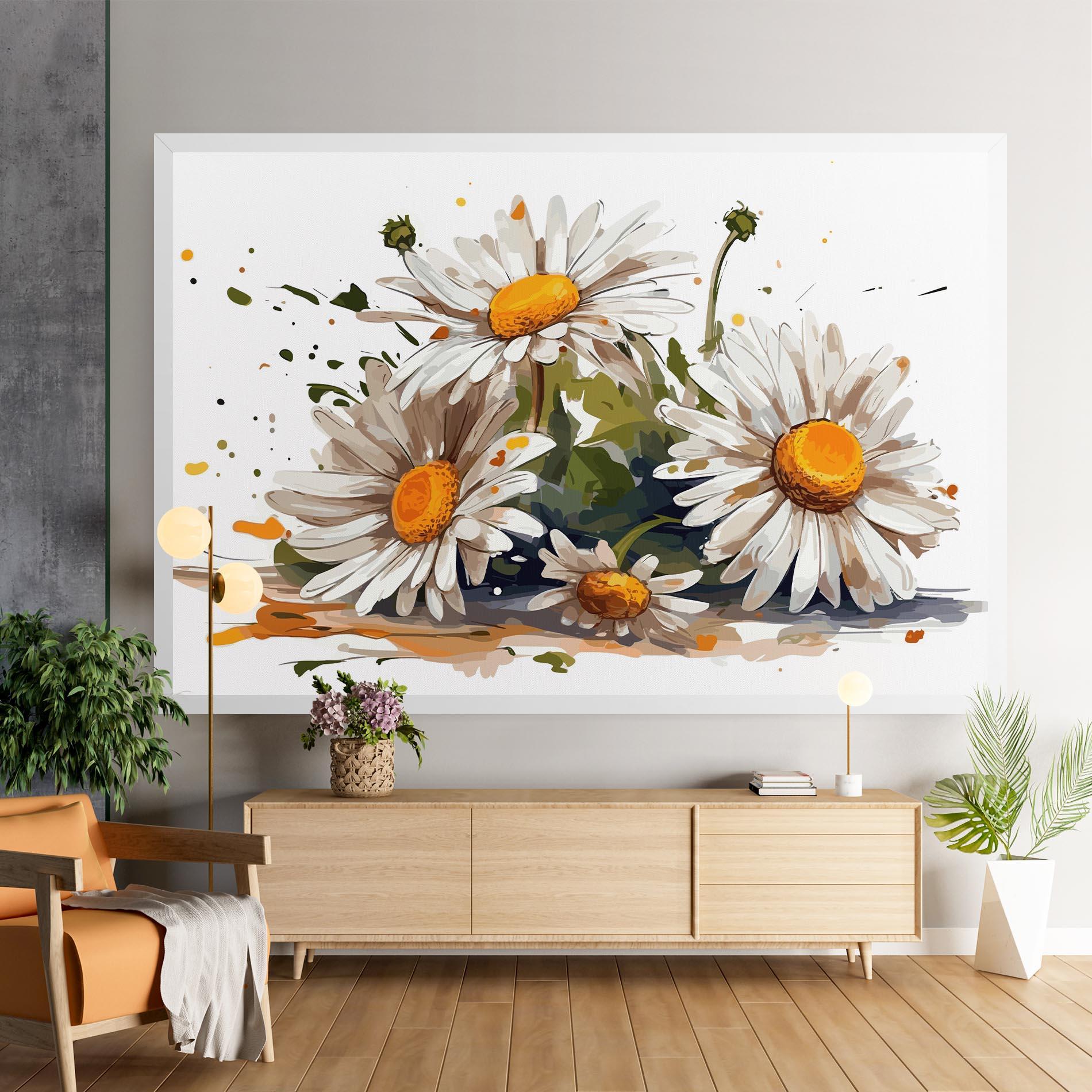 Tablou Canvas White Beautiful Daisy mockup 9