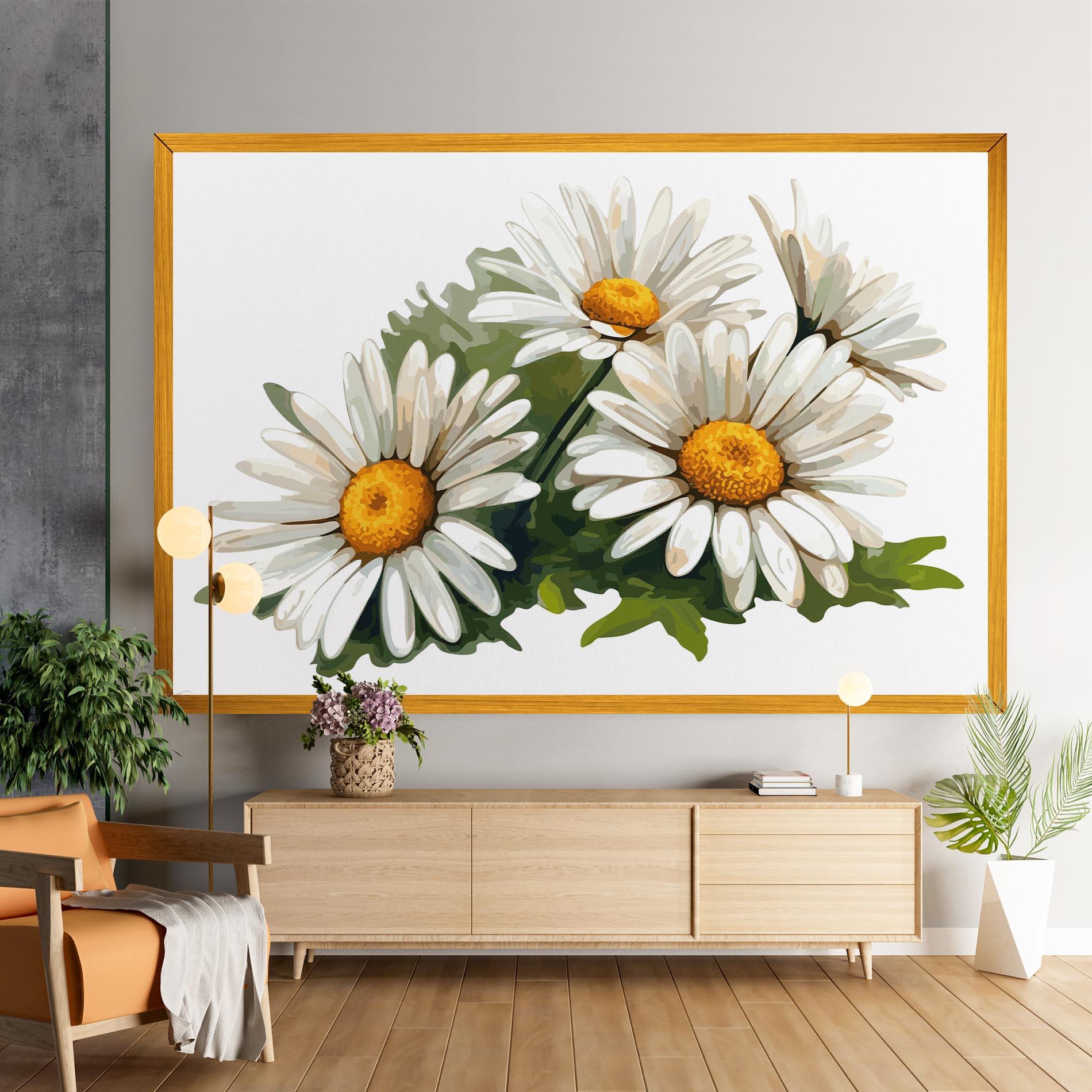 Tablou Canvas Grey White Daisy mockup 9