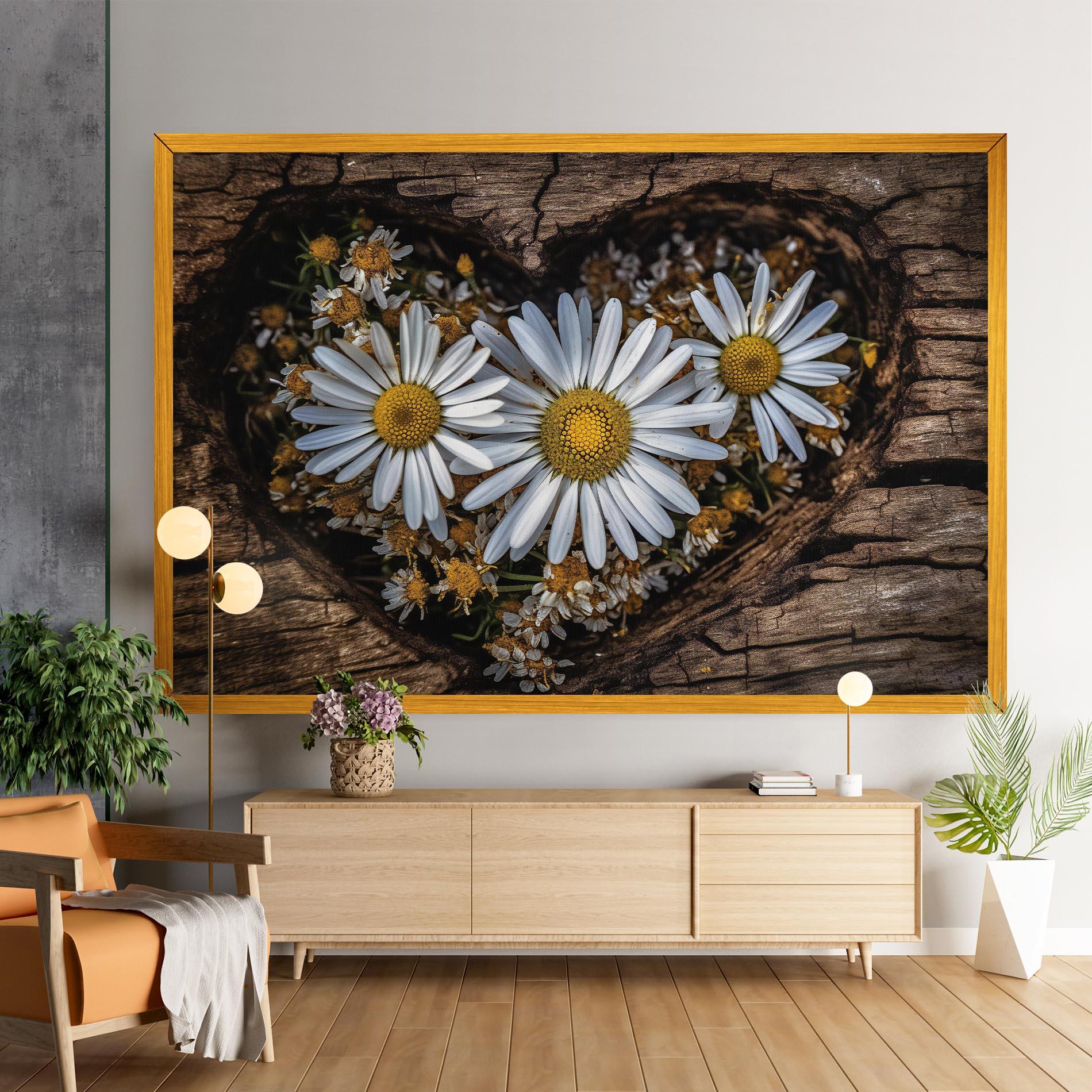 Tablou Canvas Heart Shaped Daisy mockup 9
