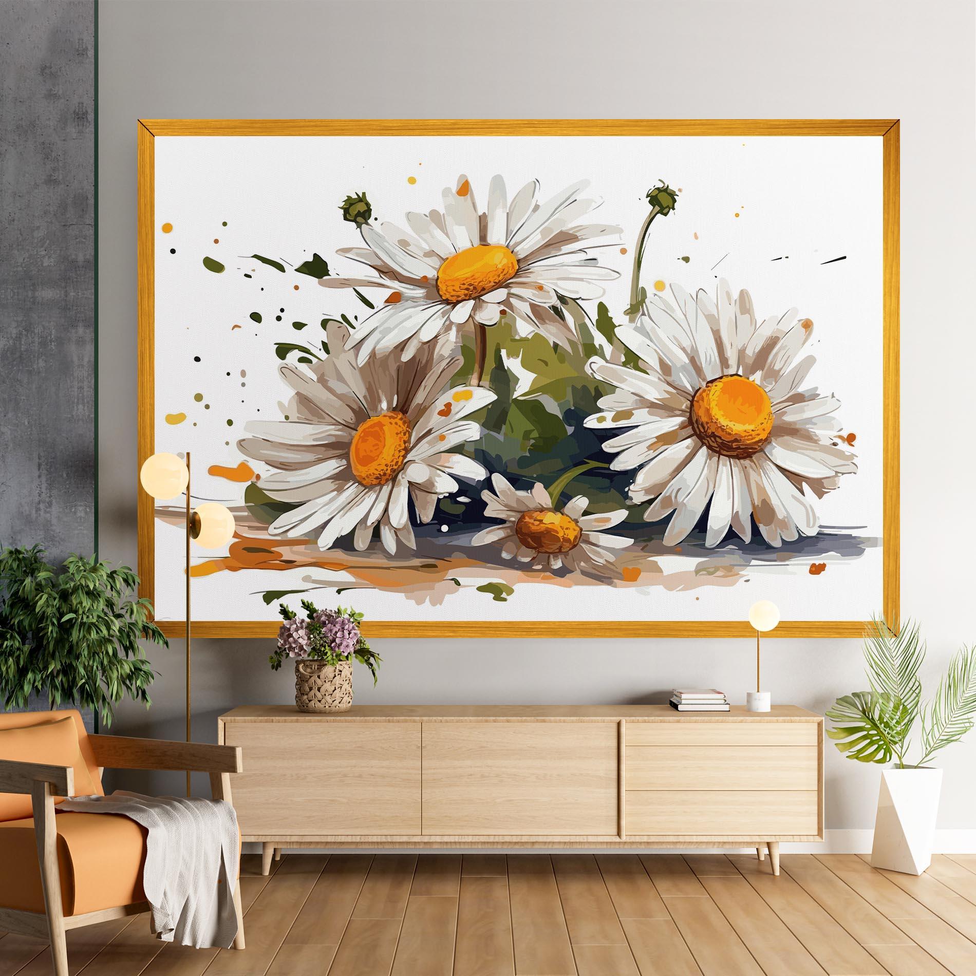 Tablou Canvas White Beautiful Daisy mockup 9