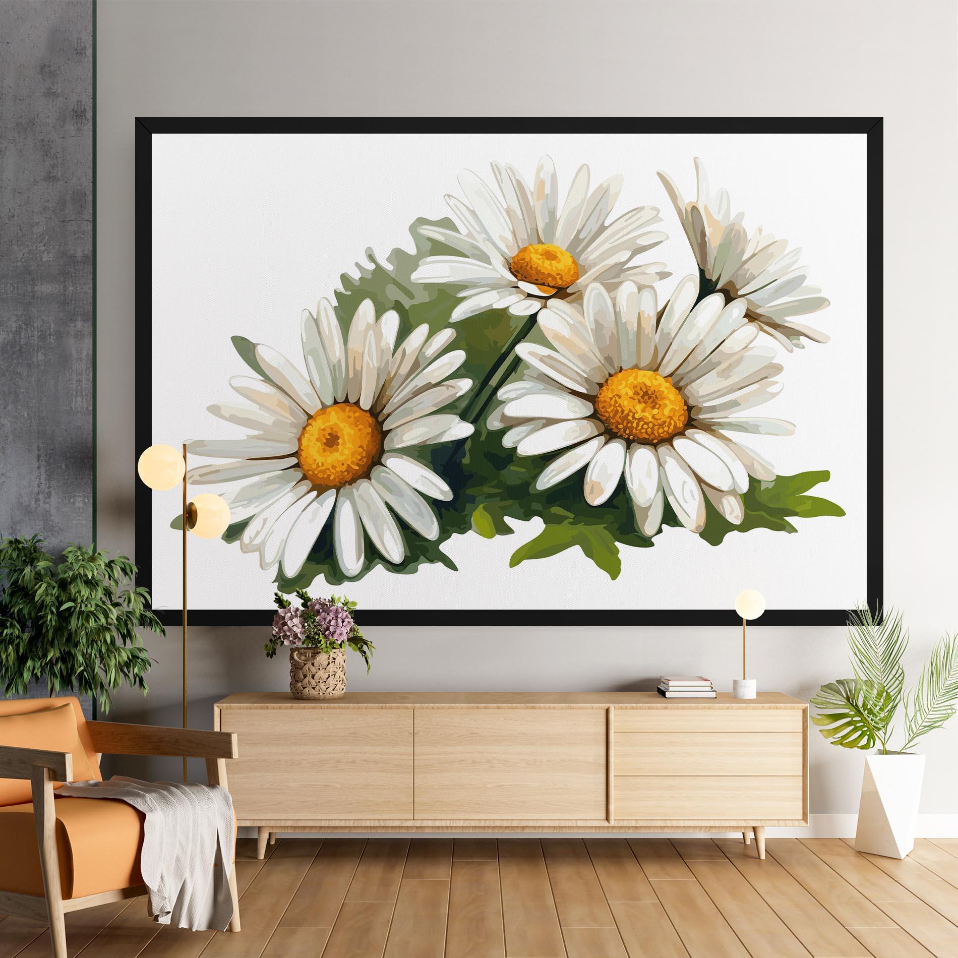 Tablou Canvas Grey White Daisy mockup 9