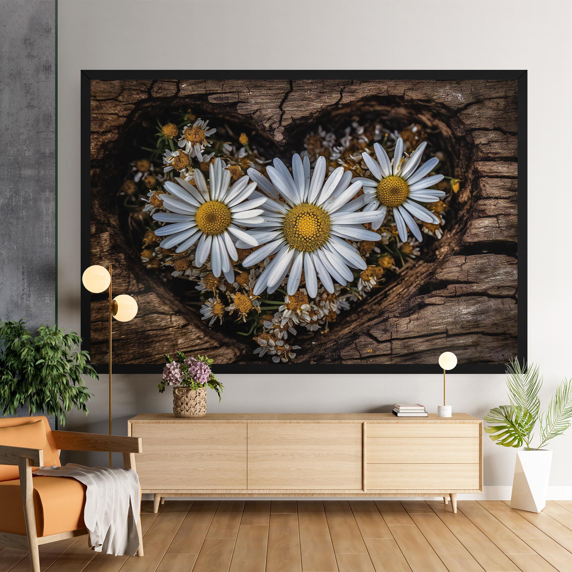 Tablou Canvas Heart Shaped Daisy mockup 9