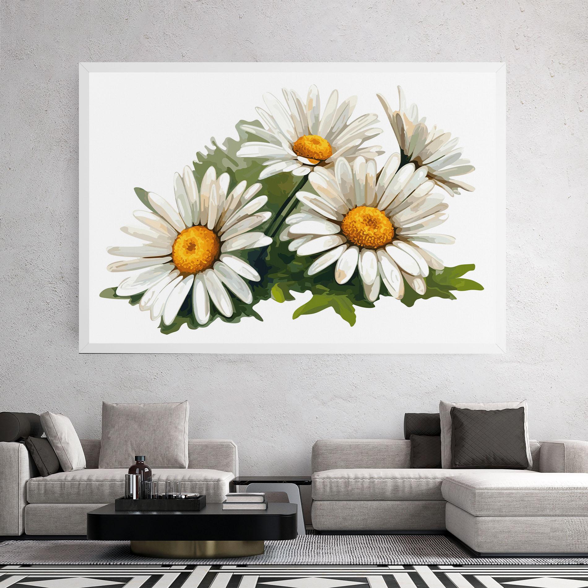 Tablou Canvas Grey White Daisy mockup 2