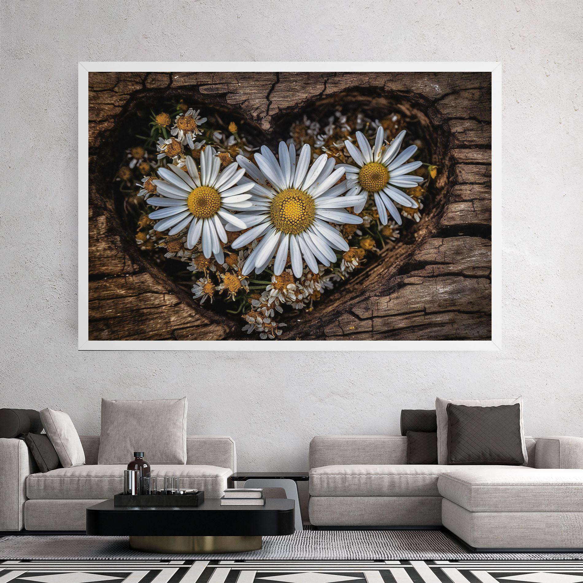 Tablou Canvas Heart Shaped Daisy mockup 2