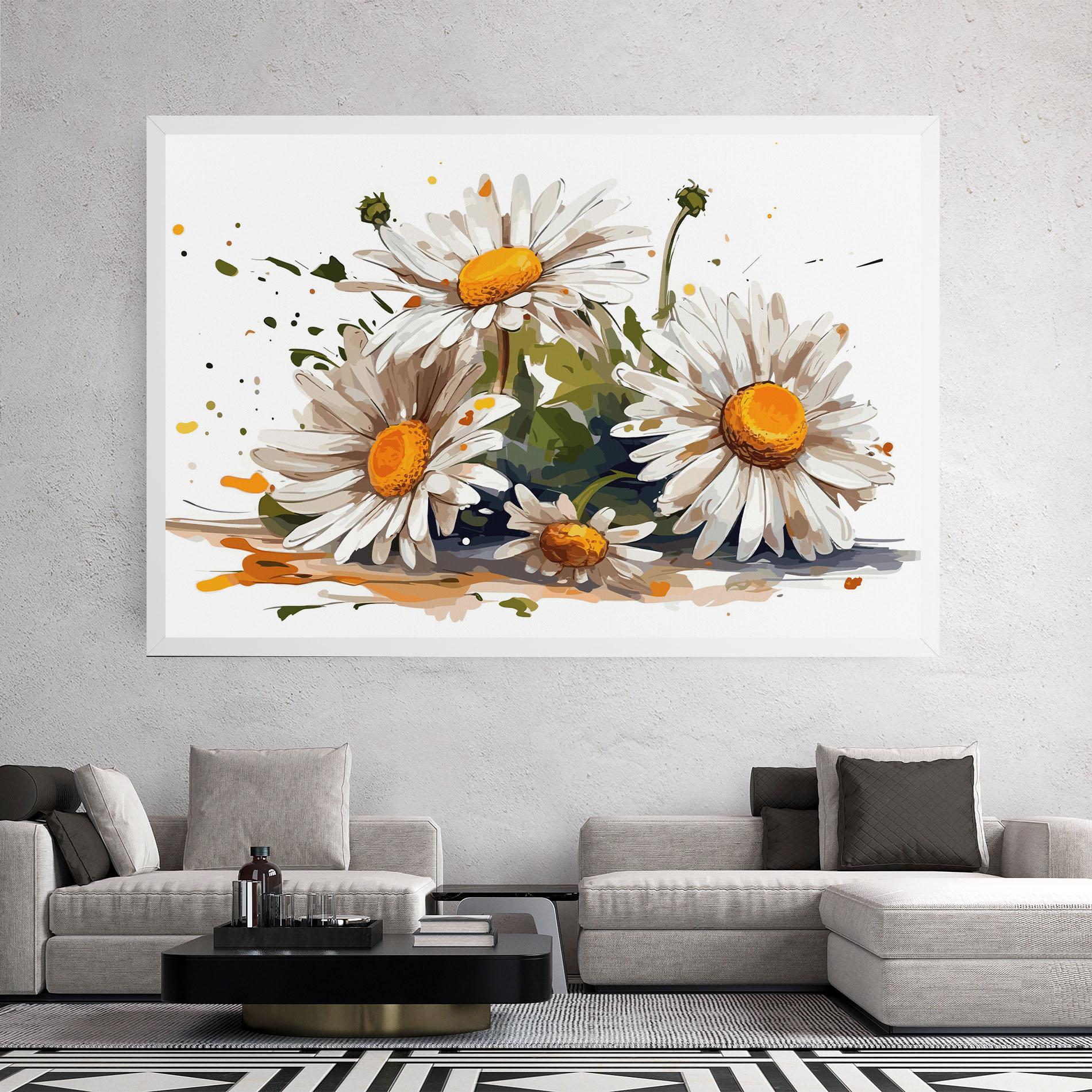 Tablou Canvas White Beautiful Daisy mockup 2