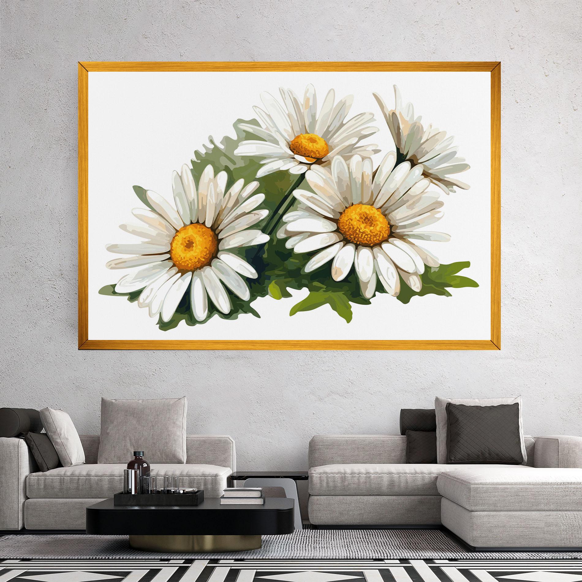 Tablou Canvas Grey White Daisy mockup 2