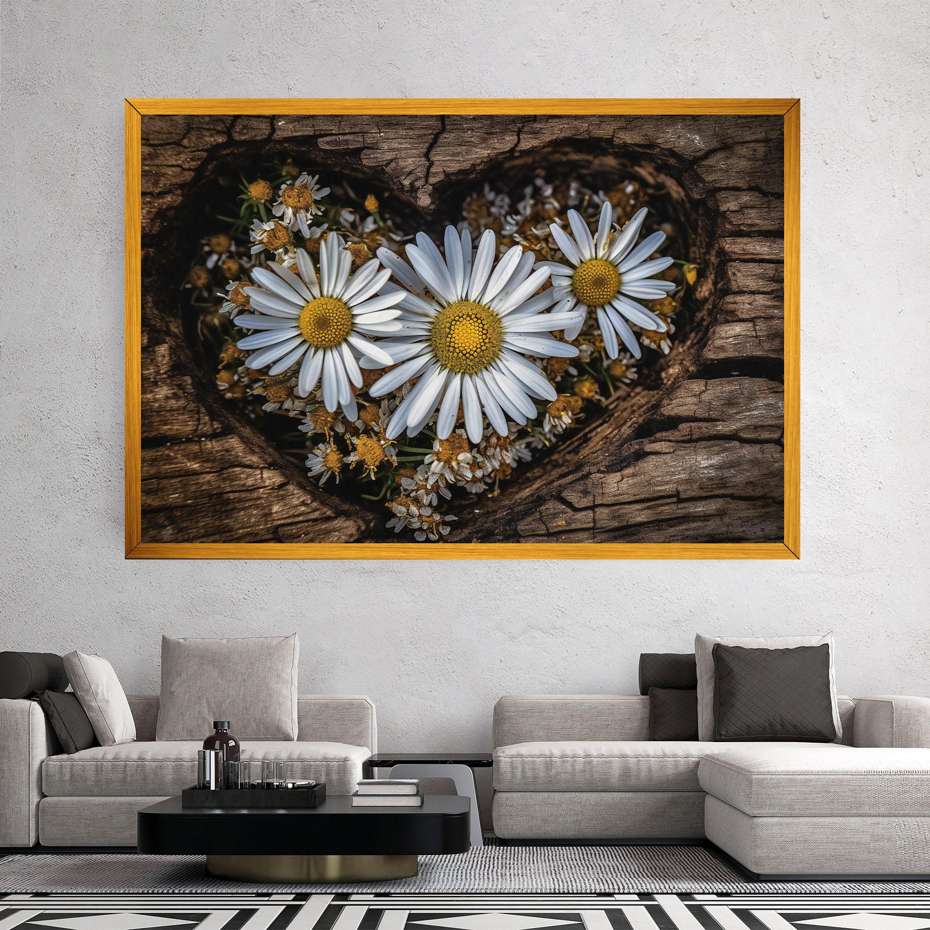 Tablou Canvas Heart Shaped Daisy mockup 2