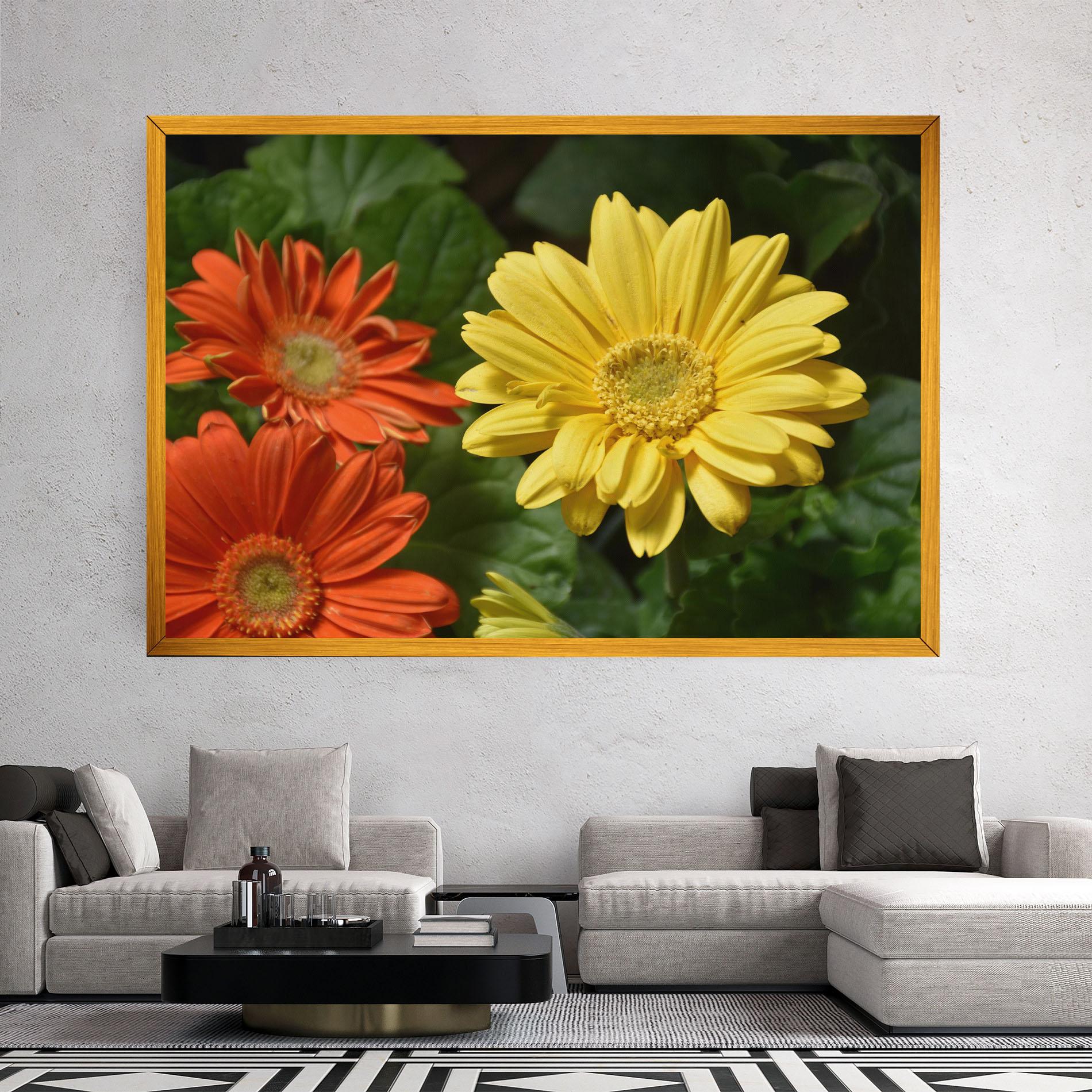 Tablou Canvas Orange Yellow Daisy mockup 2